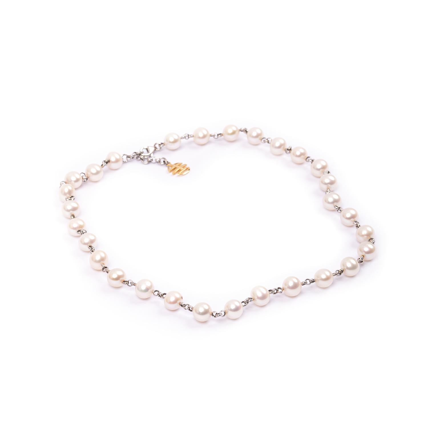 18 Karat Weißgold MIMI Chinesische Perlenkette (Art déco) im Angebot