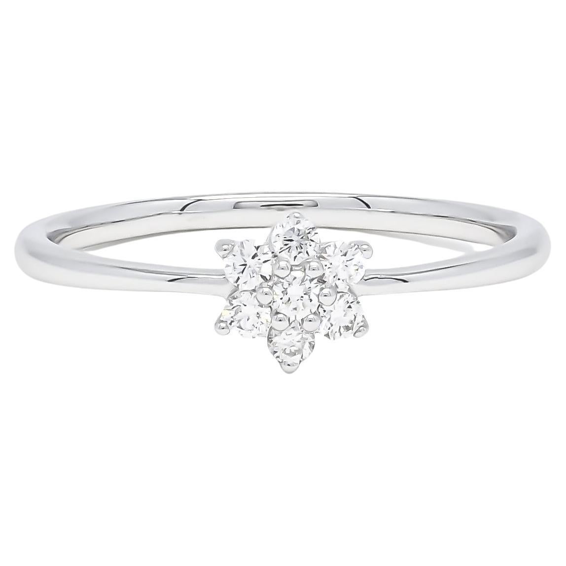 For Sale:  18 Karat White Gold Minimalistic Flower Cluster Diamonds Engagement Ring