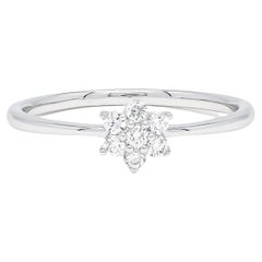 18 Karat White Gold Minimalistic Flower Cluster Diamonds Engagement Ring