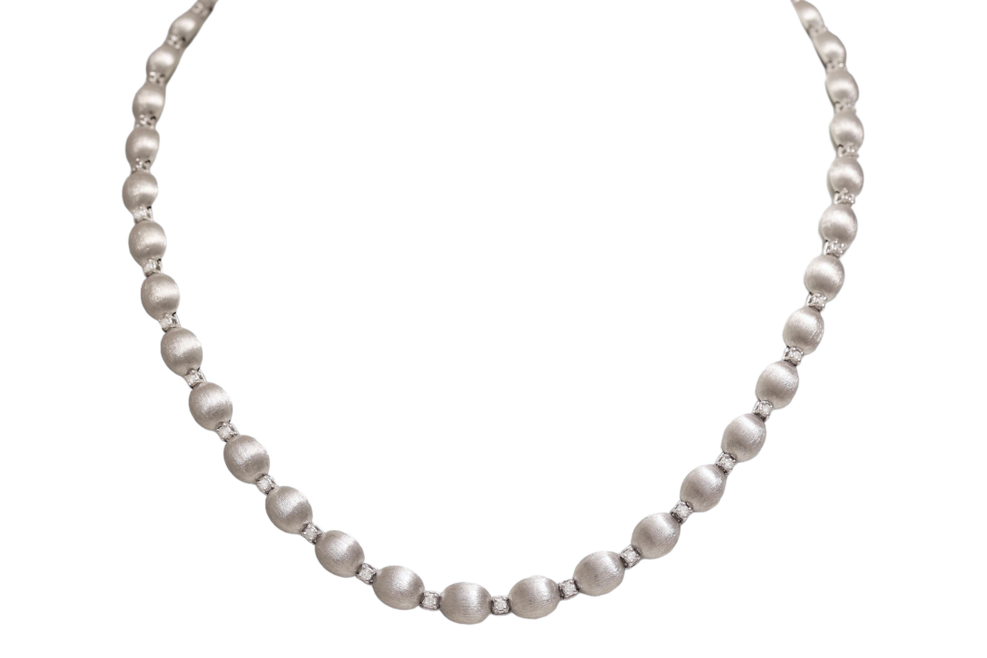 Modern 18 Kt White Gold Nanis Diamond Necklace with Satiné Finish For Sale