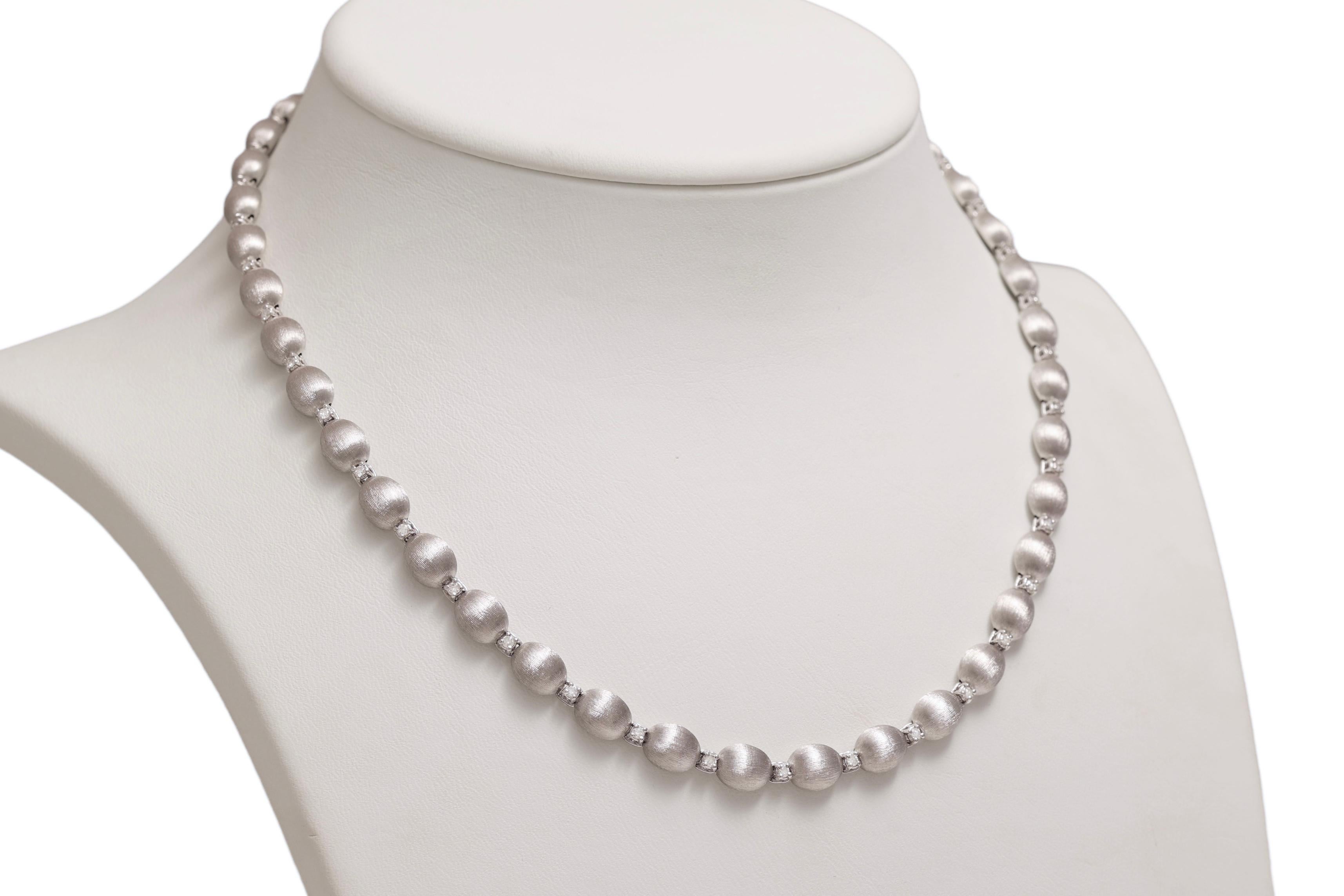 Brilliant Cut 18 Kt White Gold Nanis Diamond Necklace with Satiné Finish For Sale
