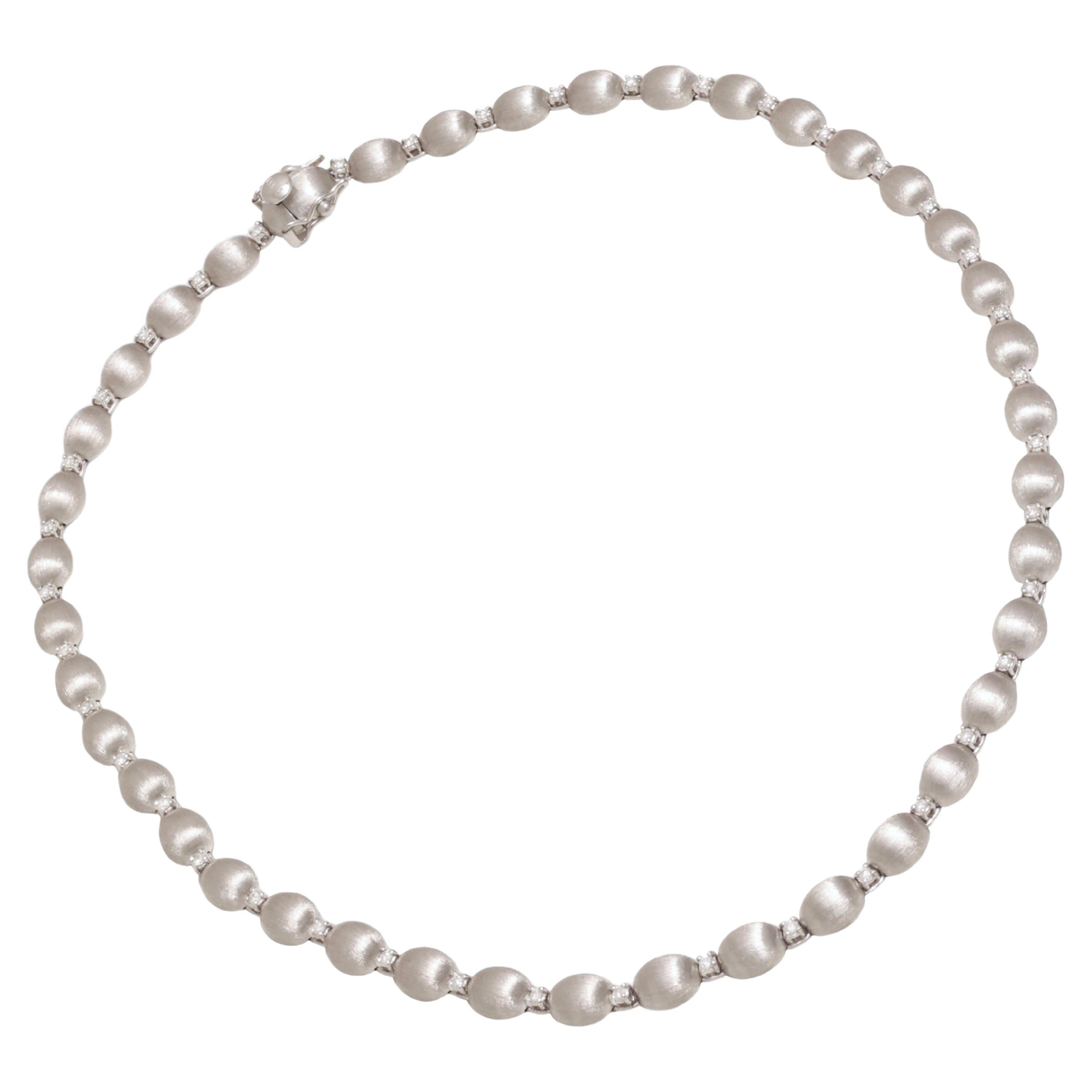 18 Kt White Gold Nanis Diamond Necklace with Satiné Finish For Sale