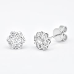 Natural Diamonds 0.84 carats 18KT White Gold Classic Stud Earrings