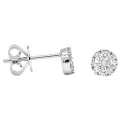 18 Kt White Gold Natural Diamonds Modern Round Cluster Stud Earrings E069475-WG
