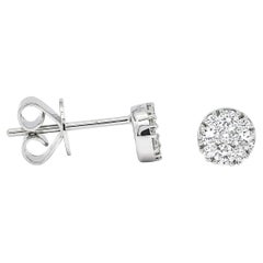 Natural Diamonds 0.34 cts 18 Kt White Gold Modern Cluster Stud Earrings