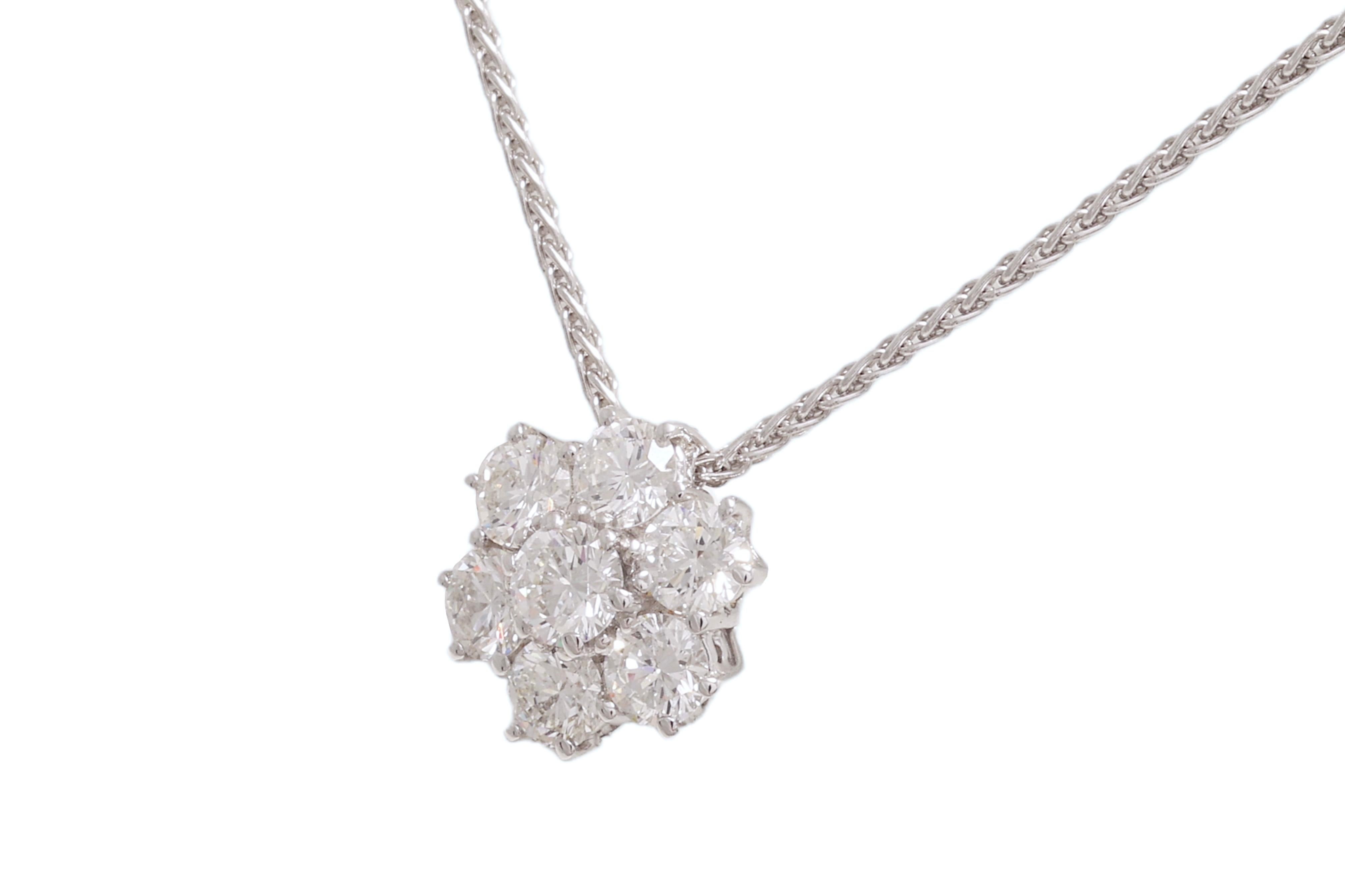 Modern 18 kt. White Gold Necklace Pendant with 1.13 ct. Diamonds  For Sale