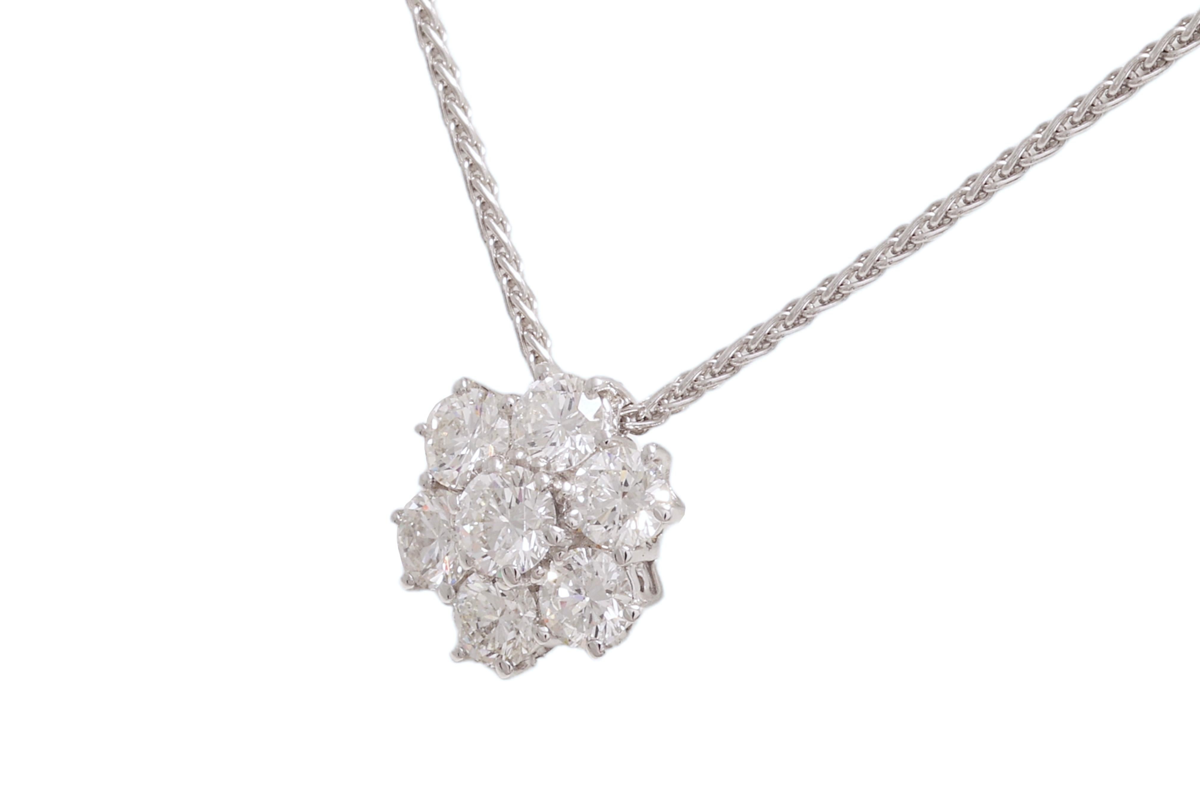 Modern 18 kt. White Gold Necklace Pendant with 1.13 ct. Diamonds For Sale