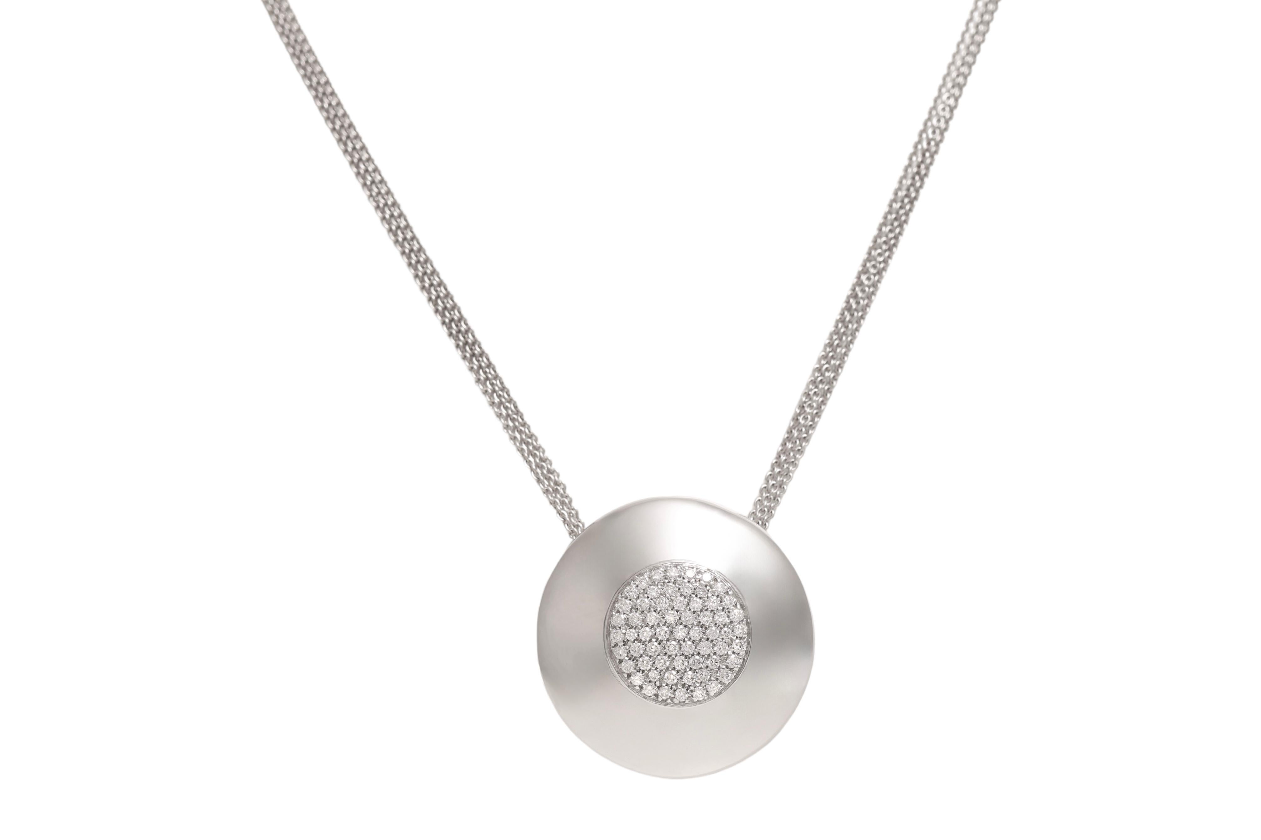 18 kt. White Gold Necklace / Pendant with 1.34 ct. Brilliant Cut diamonds In New Condition For Sale In Antwerp, BE