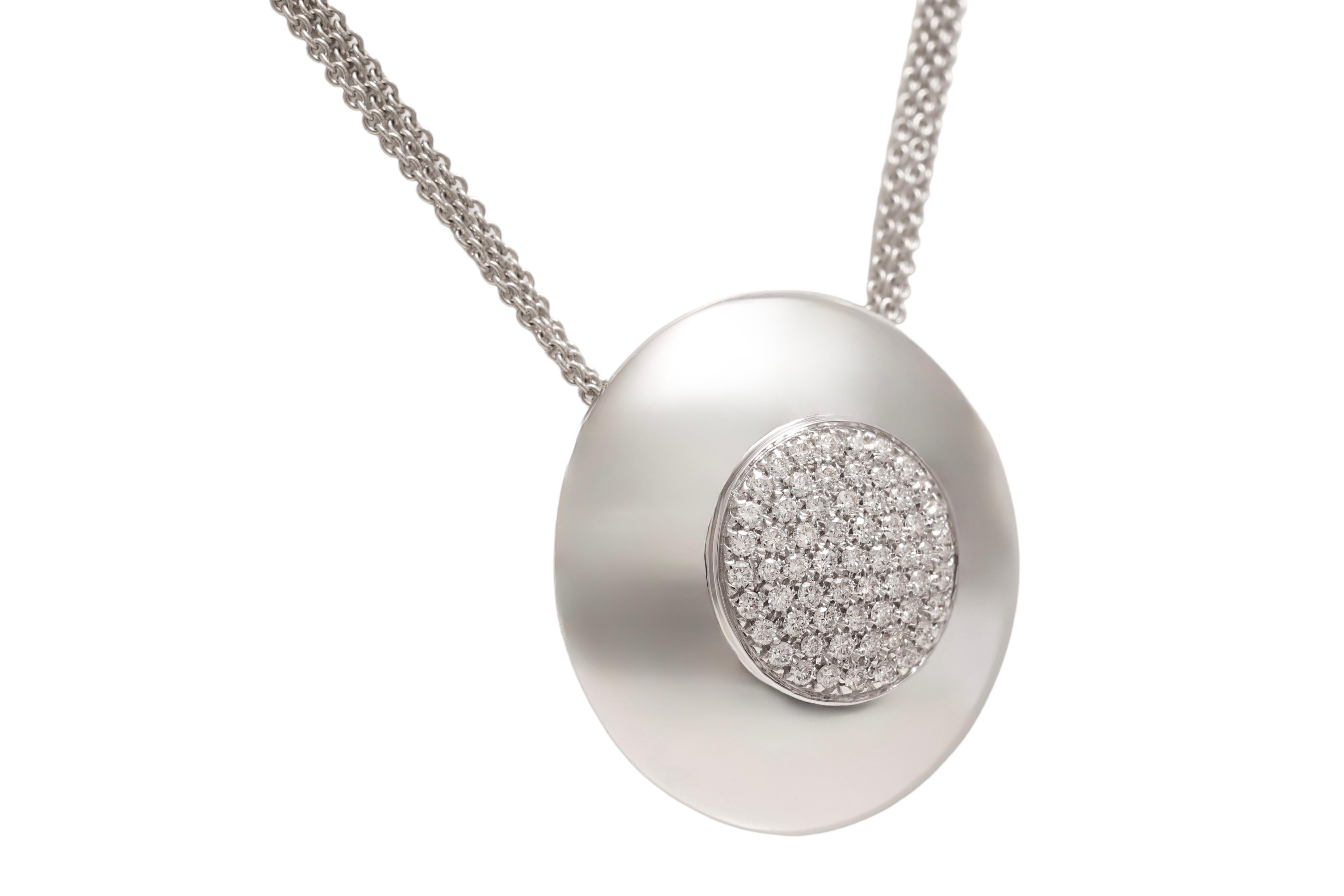 Women's or Men's 18 kt. White Gold Necklace / Pendant with 1.34 ct. Brilliant Cut diamonds For Sale