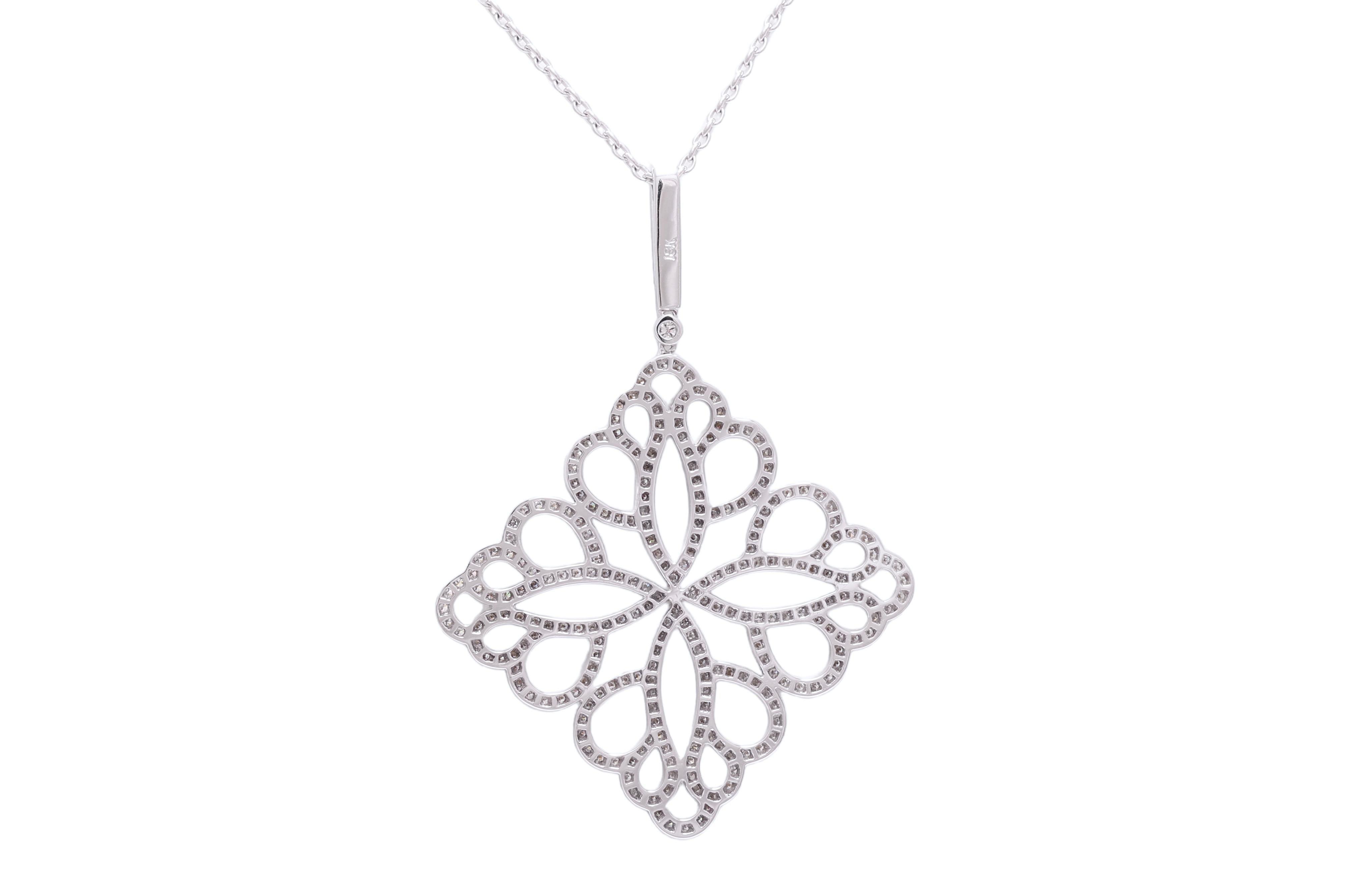 18 kt. White Gold Necklace Pendant With 1.61 ct. Diamonds For Sale 1