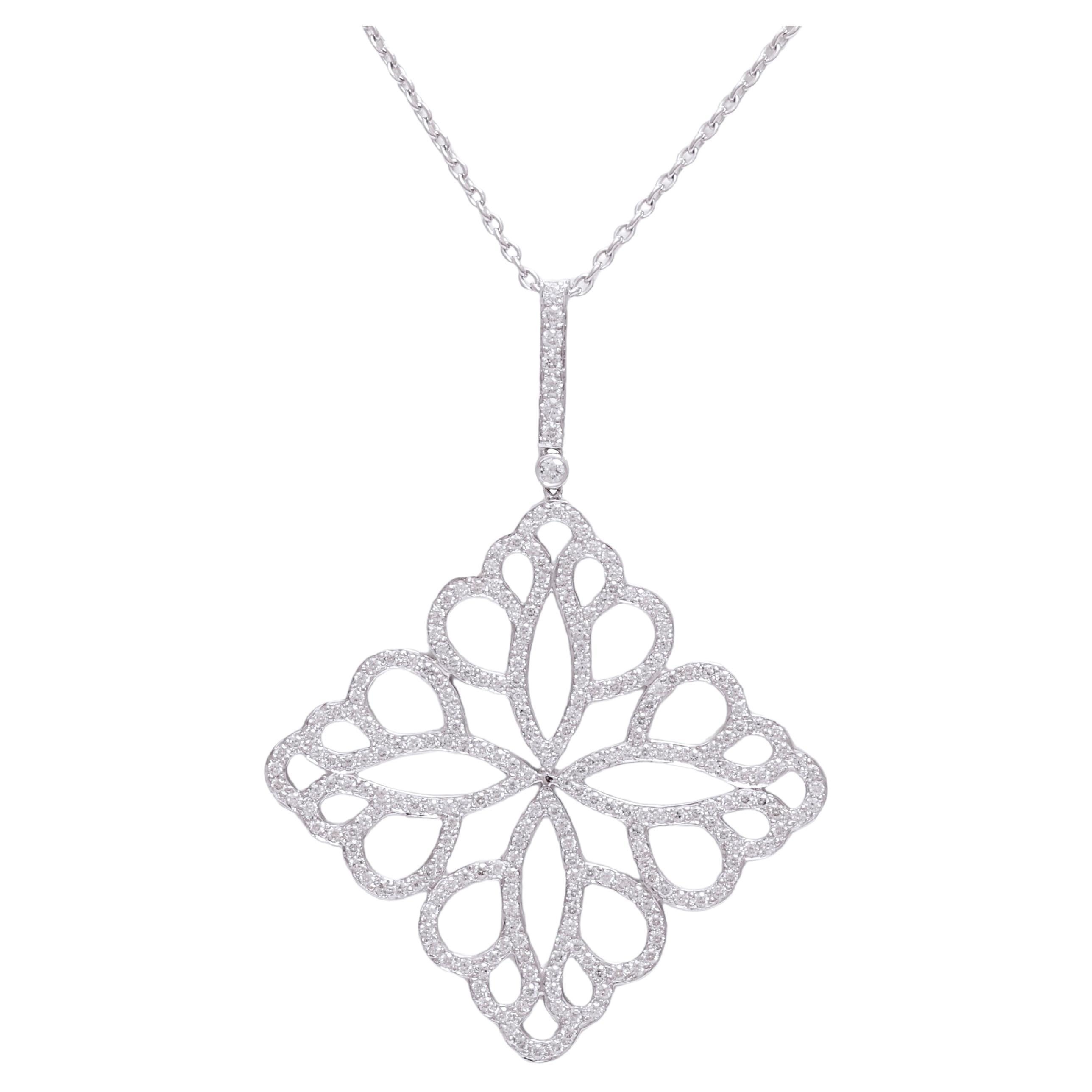 18 kt. White Gold Necklace Pendant With 1.61 ct. Diamonds For Sale