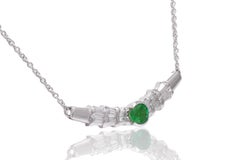 18 kt. White Gold Necklace with 1 ct. Emerald and 1.68 Ct. Diamonds