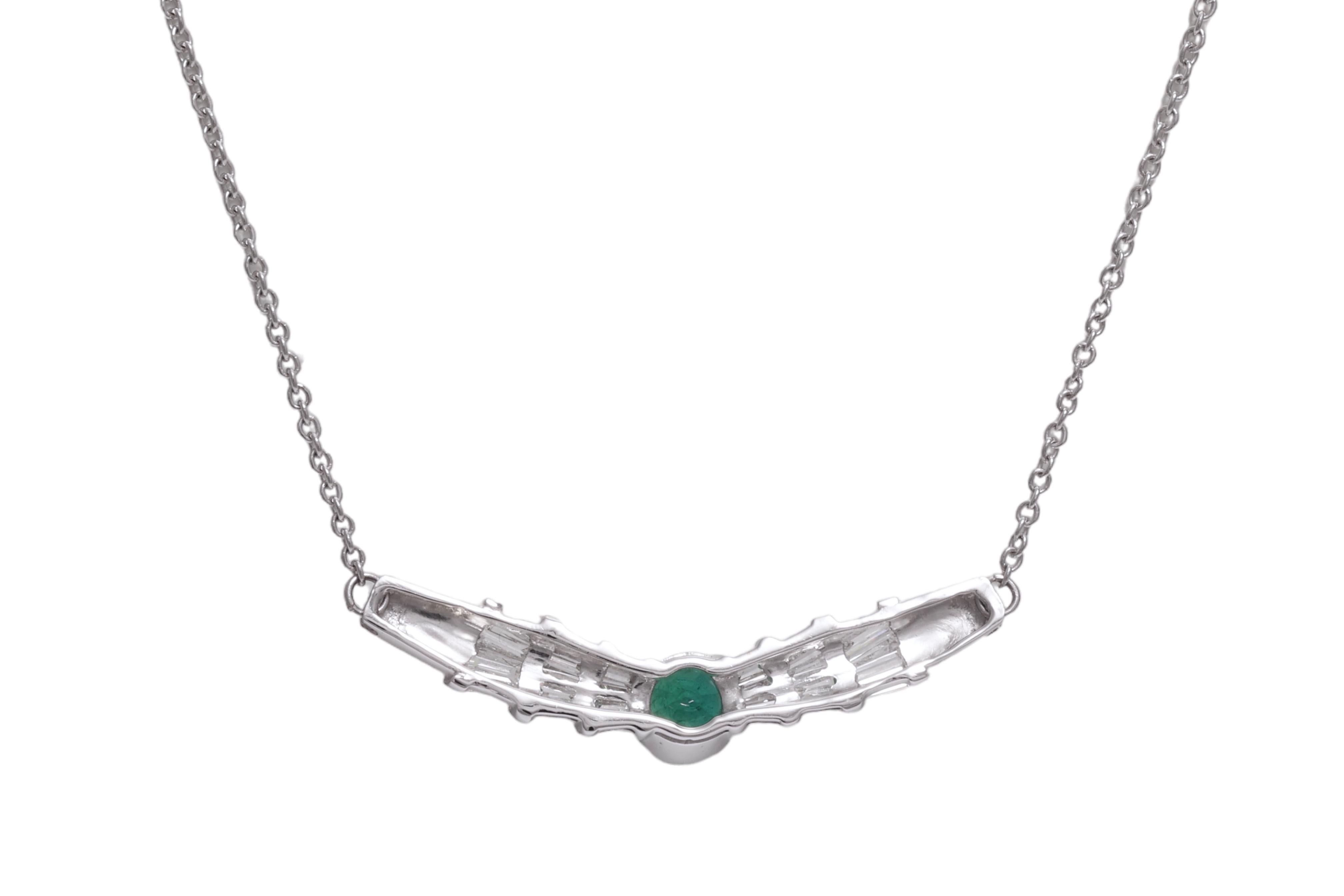 18 kt. Collana in oro bianco con 1 ct. Smeraldo e 1,68 Ct. Diamanti in vendita 1