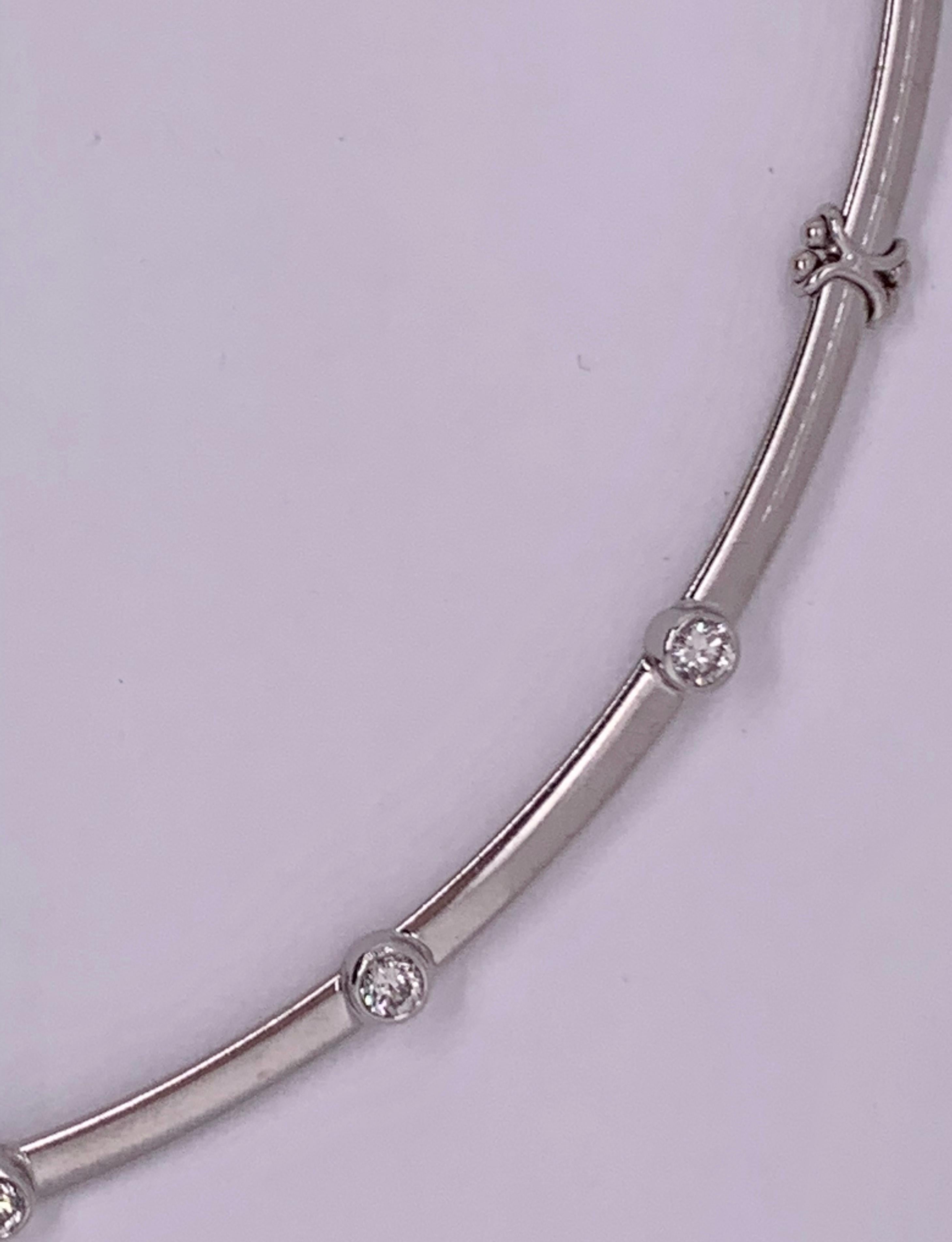 18 Kt White Gold Necklace with 1 Kt Diamonds 16.19 Grams Total Weight 18 inches. Italy