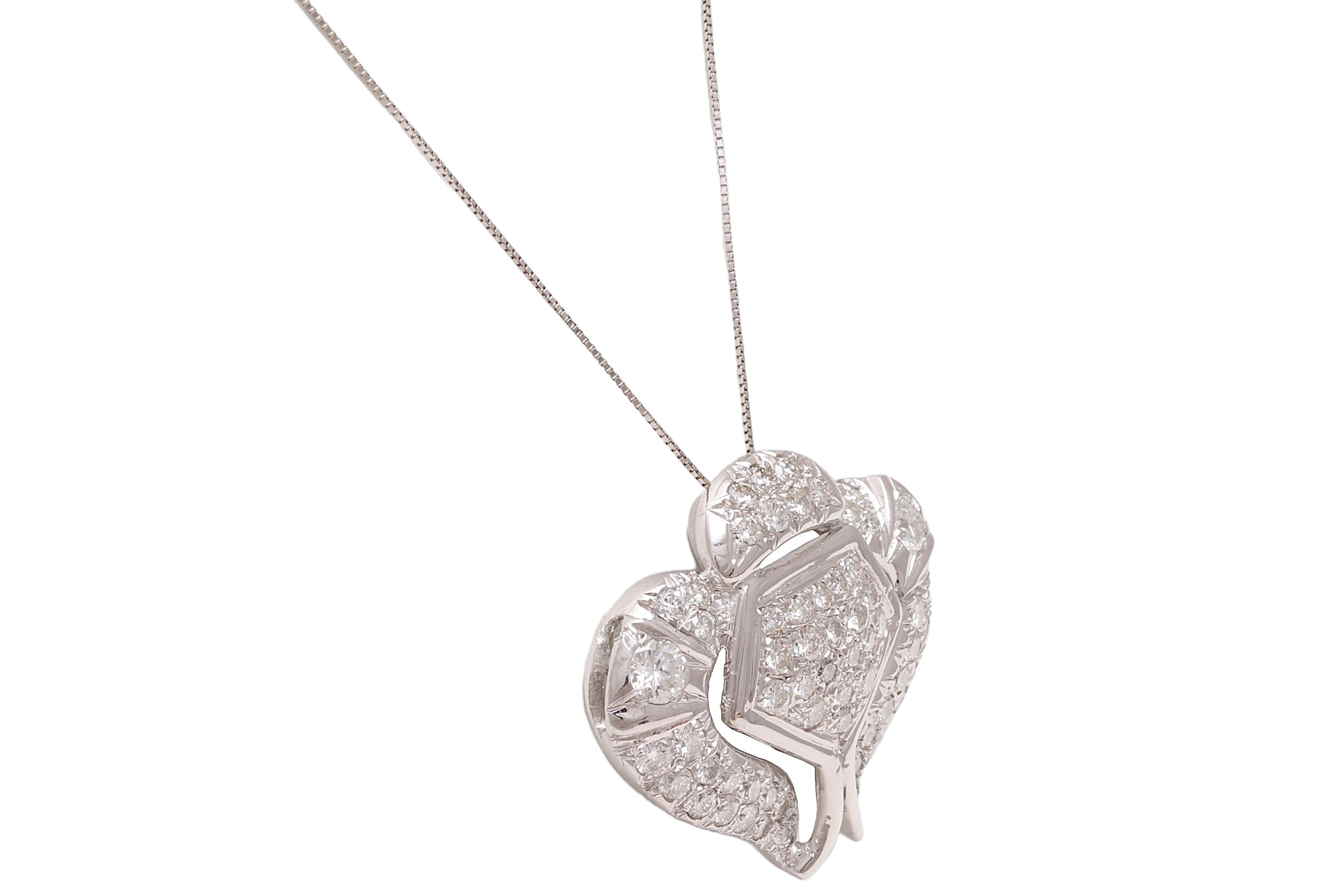 Brilliant Cut  18 kt. White Gold Necklace with 2.63 ct. Diamond Pendant  For Sale