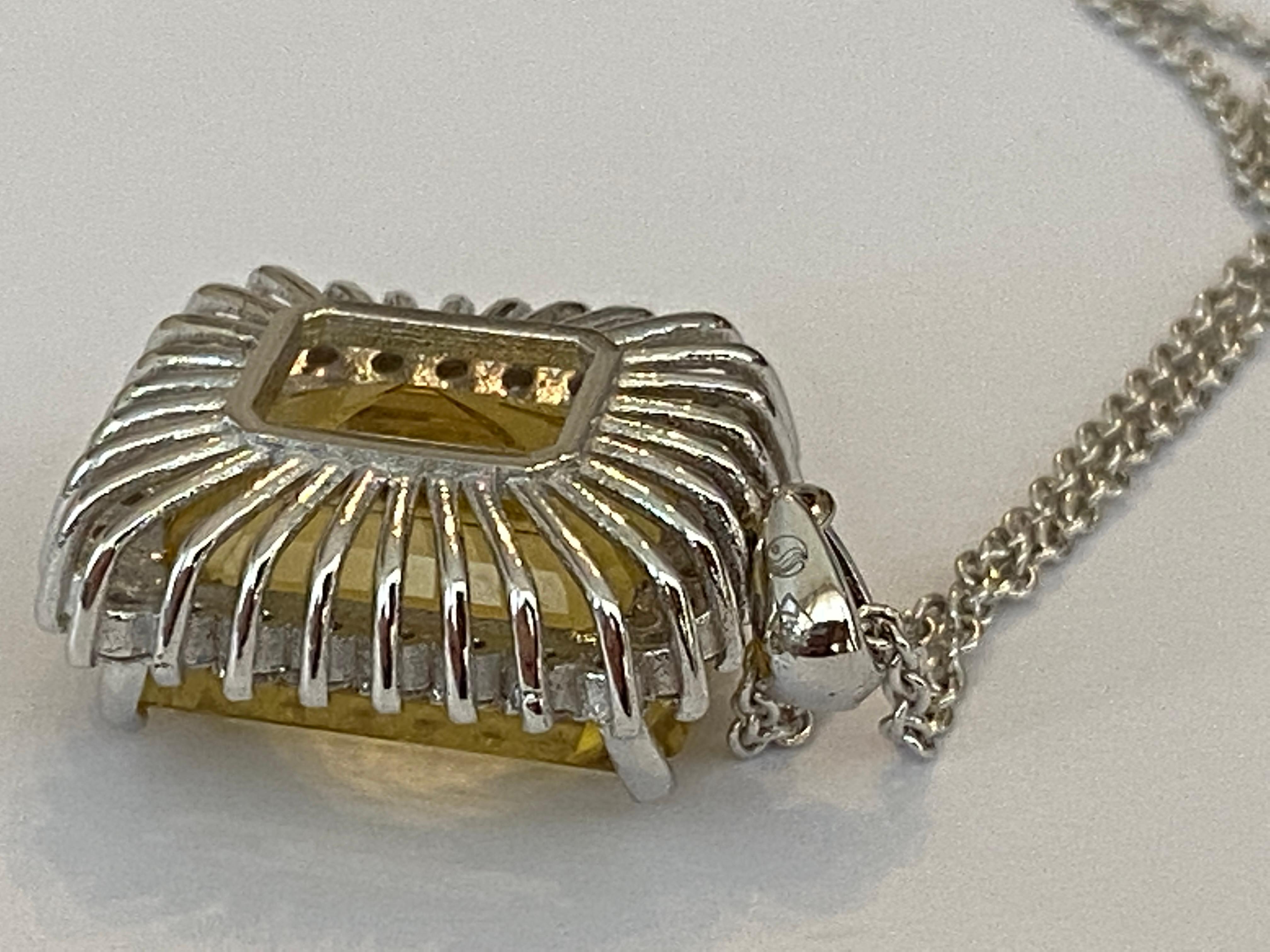 18 Karat White Gold Necklace with a Diamond Pendant Decorated with Citrine 6