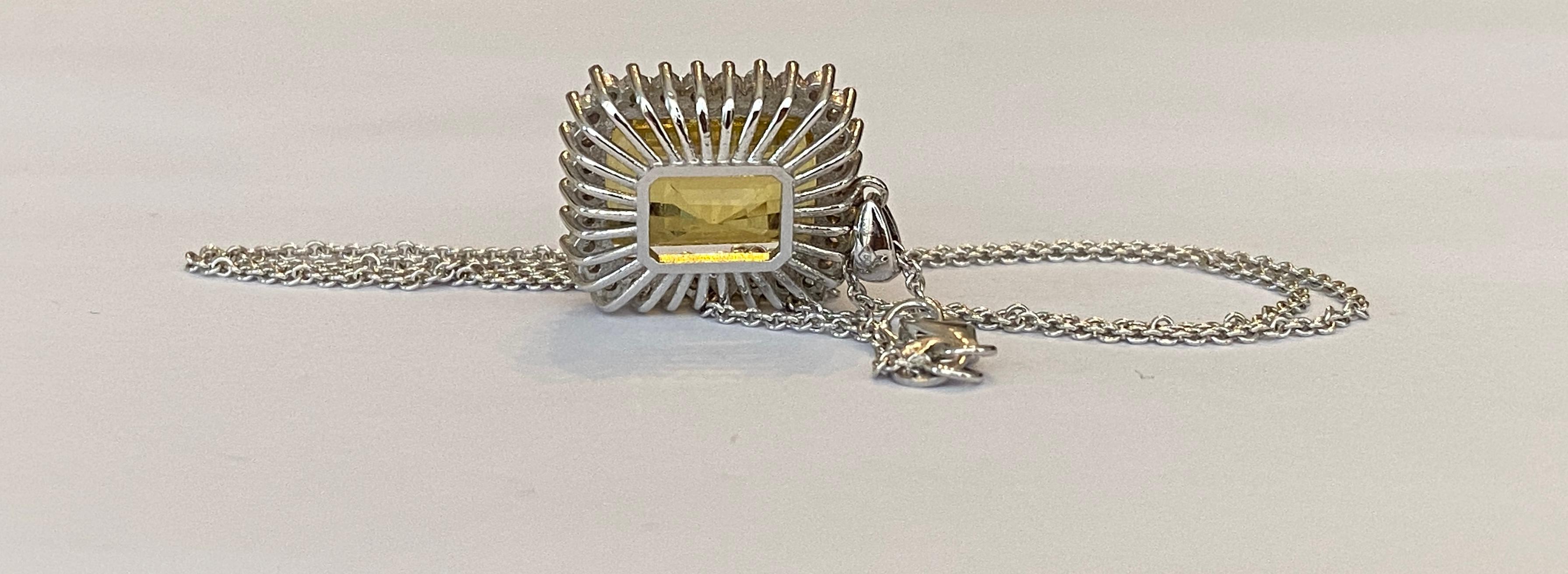 18 Karat White Gold Necklace with a Diamond Pendant Decorated with Citrine 3
