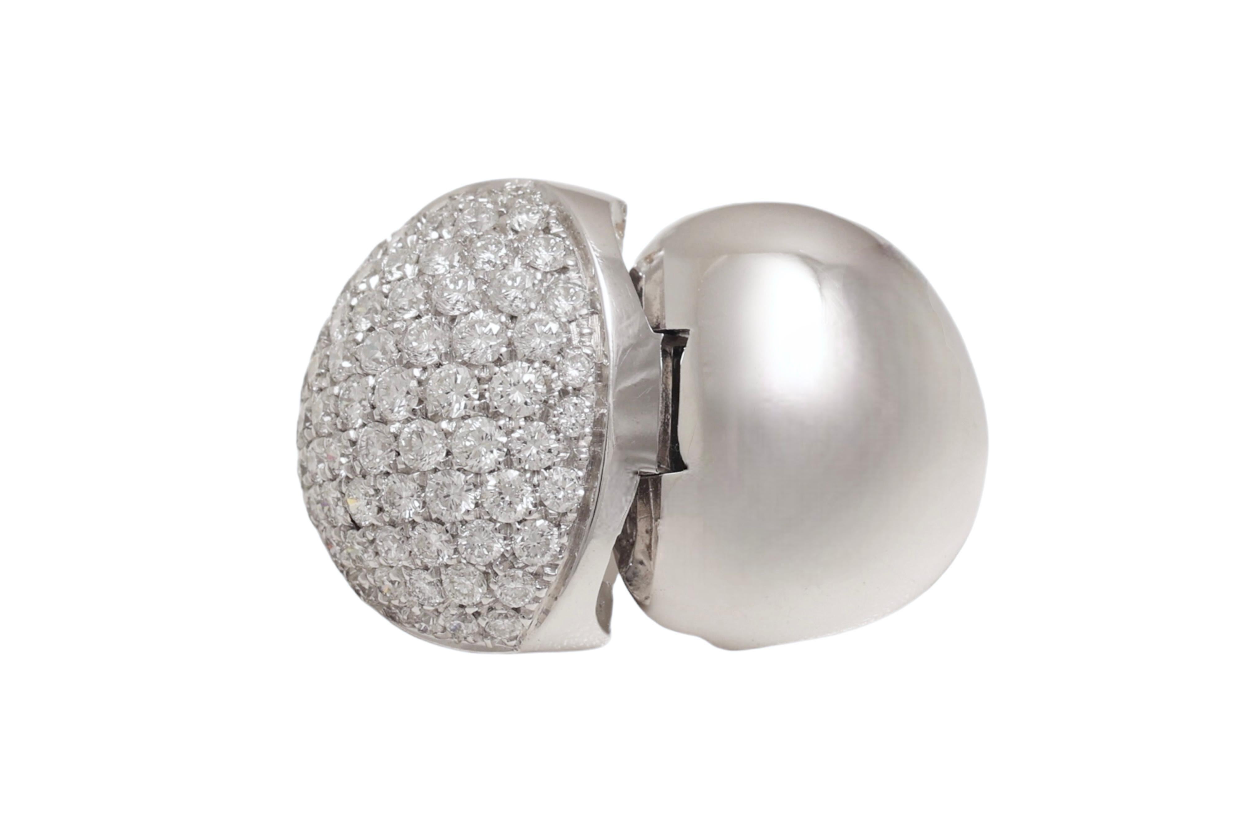 da uomo o donna Orecchini con pavé di diamanti in oro bianco 18 Kt in vendita