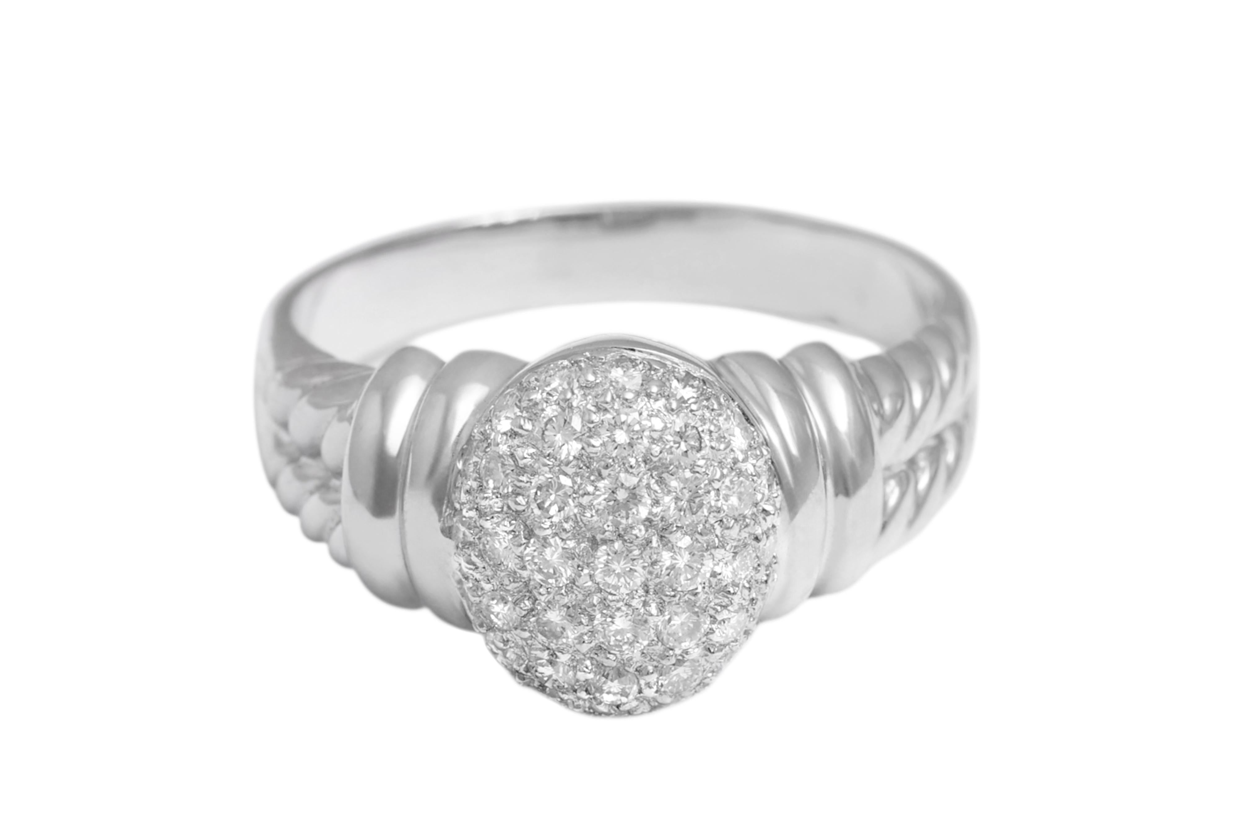 18 Kt White Gold Pavé Diamonds Set Ring

DIAMONDS : Natural Earth Mined 1.44 Ct

MATERIAL: 18 kt white gold

WEIGHT: 8.1 grams / 0,285 oz / 5.2 dwt

SIZE : EUR 67 / US 12 ( Can be resized for free)

 