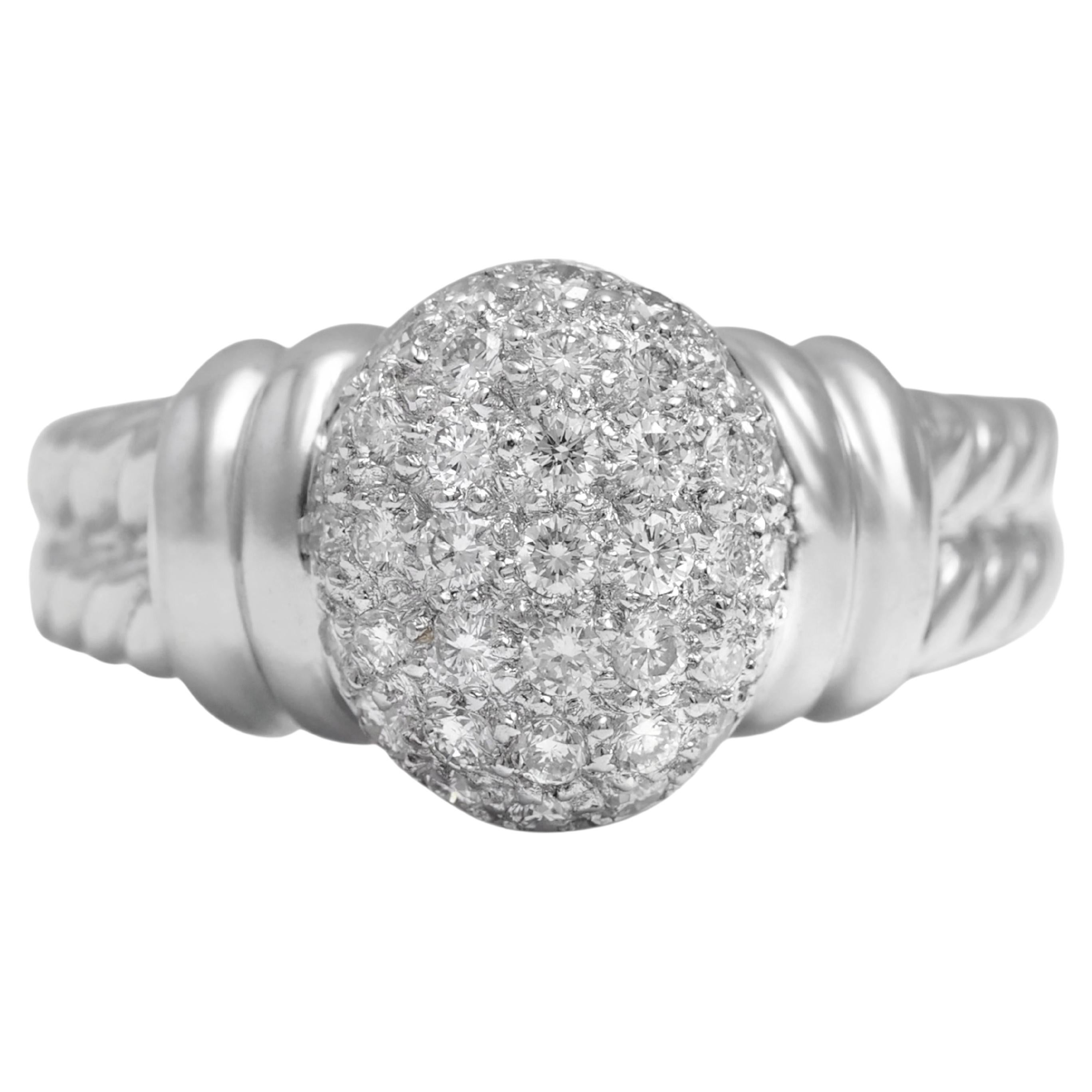 18 Kt White Gold Pavé Diamonds Set Ring For Sale