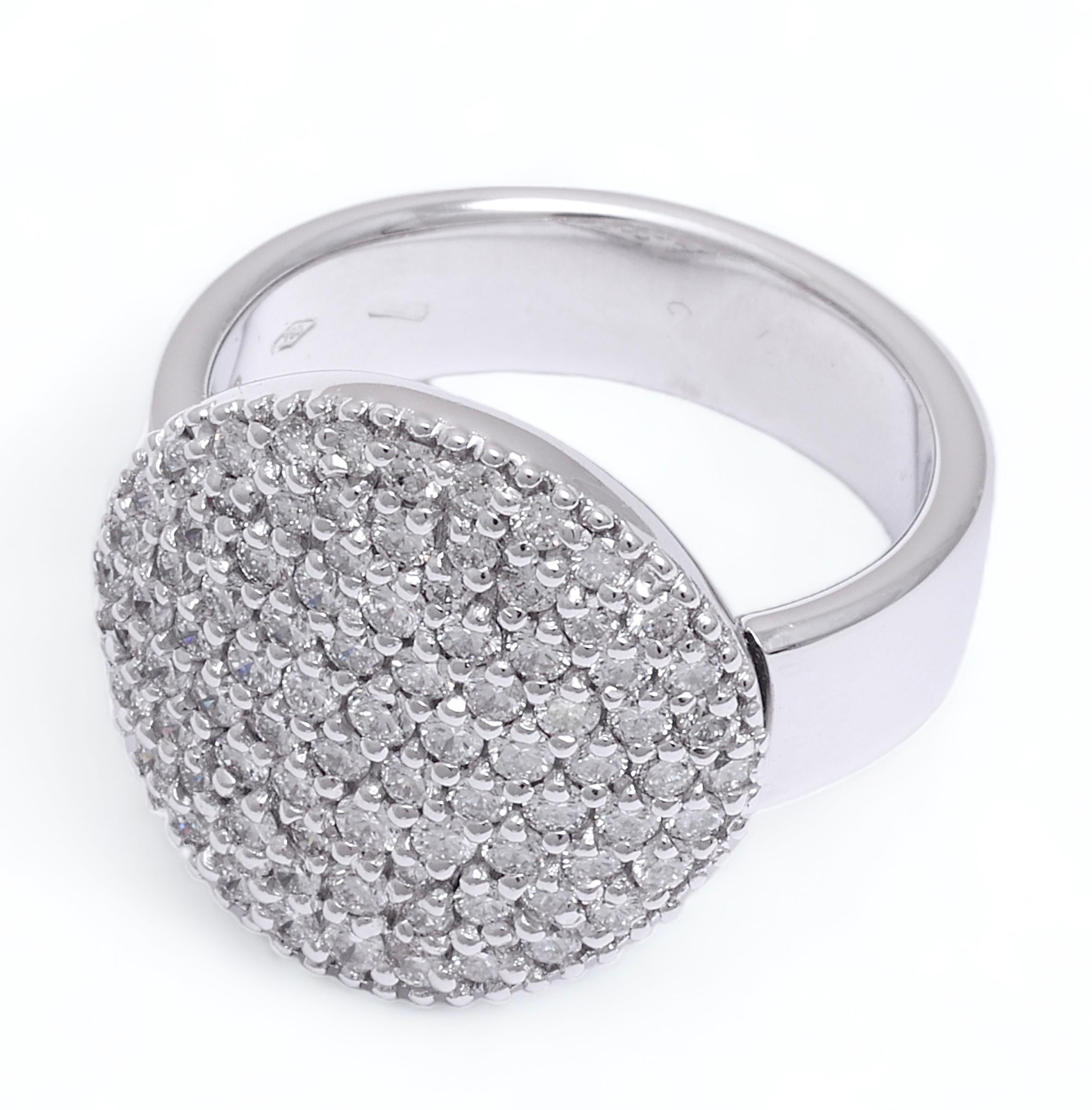 18 kt. White Gold Pavé Set with 1.12 ct. diamonds Ring For Sale 5