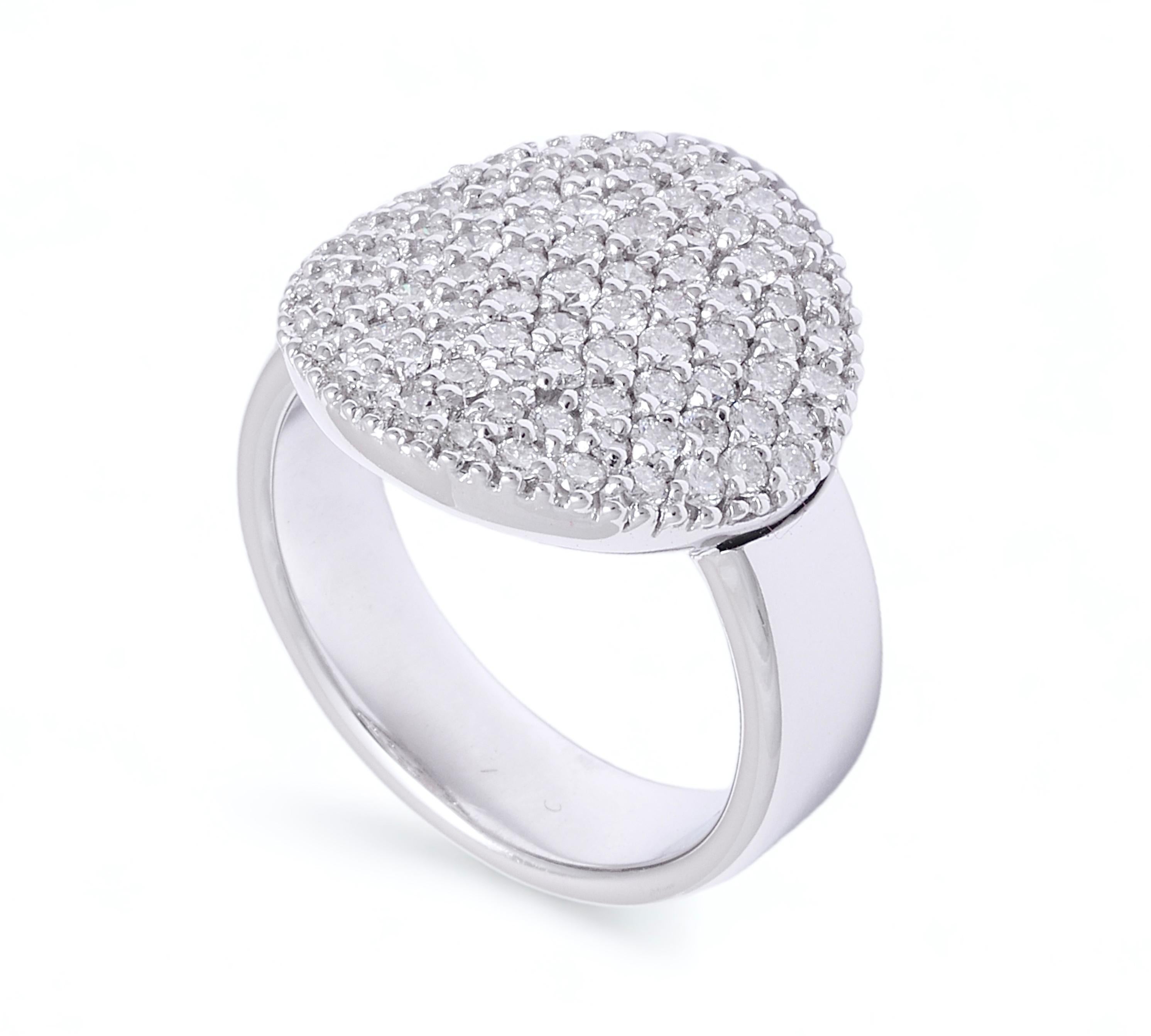 18 kt. White Gold Pavé Set with 1.12 ct. diamonds Ring For Sale 7