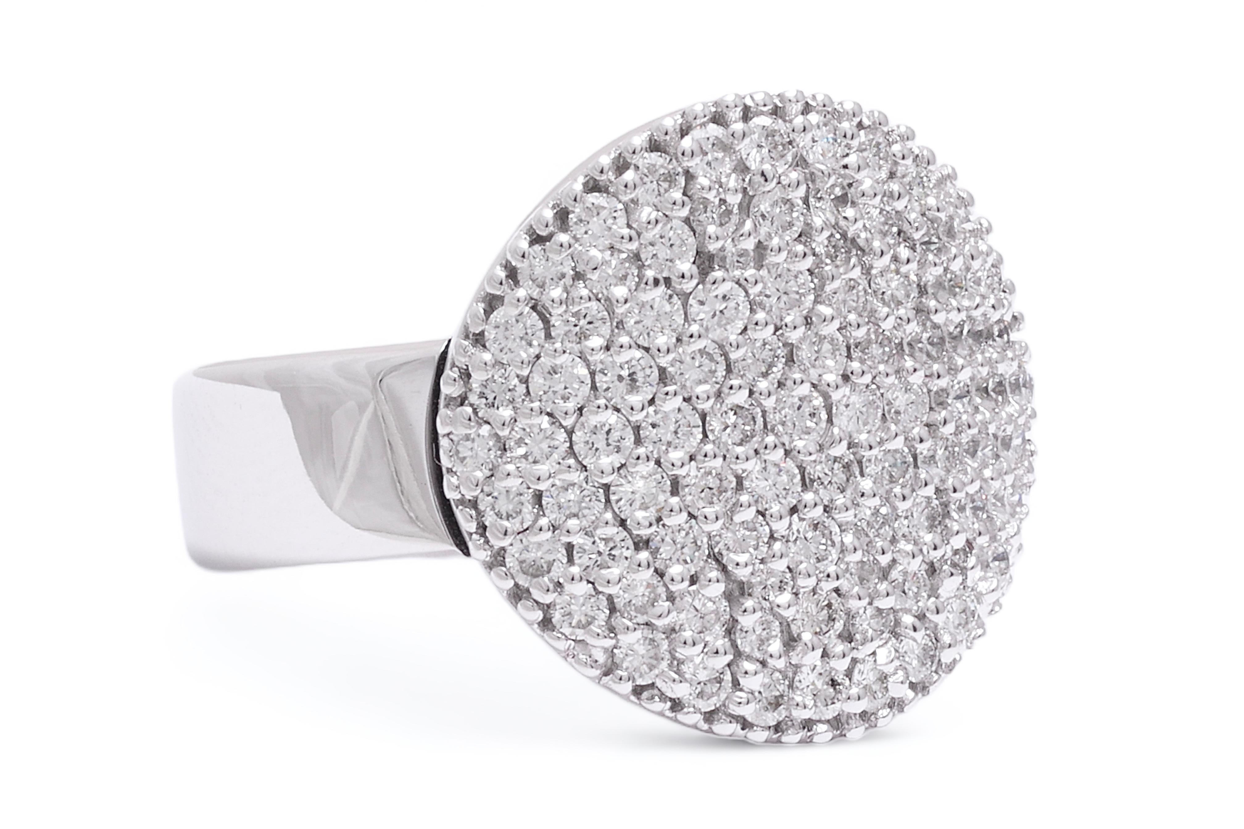Modern 18 kt. White Gold Pavé Set with 1.12 ct. diamonds Ring For Sale