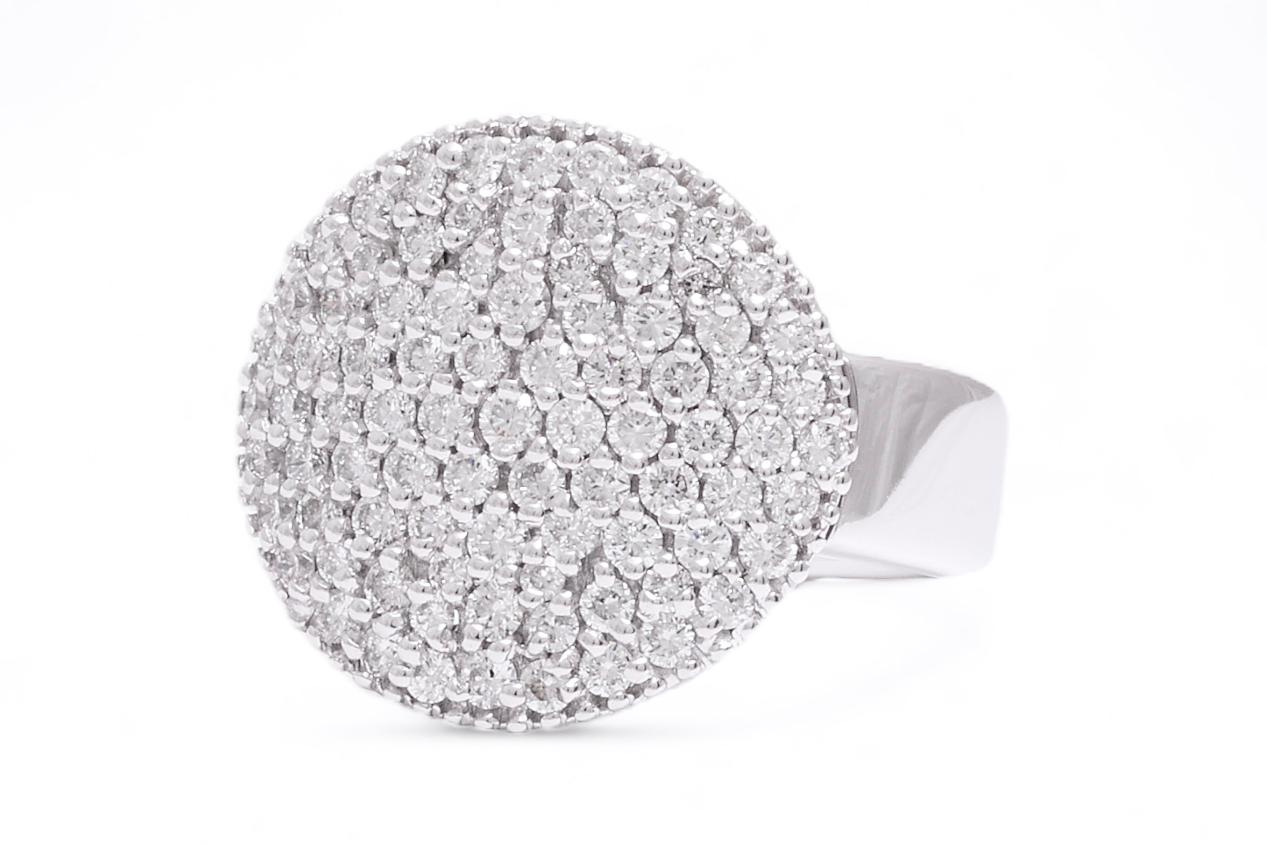 Brilliant Cut 18 kt. White Gold Pavé Set with 1.12 ct. diamonds Ring For Sale