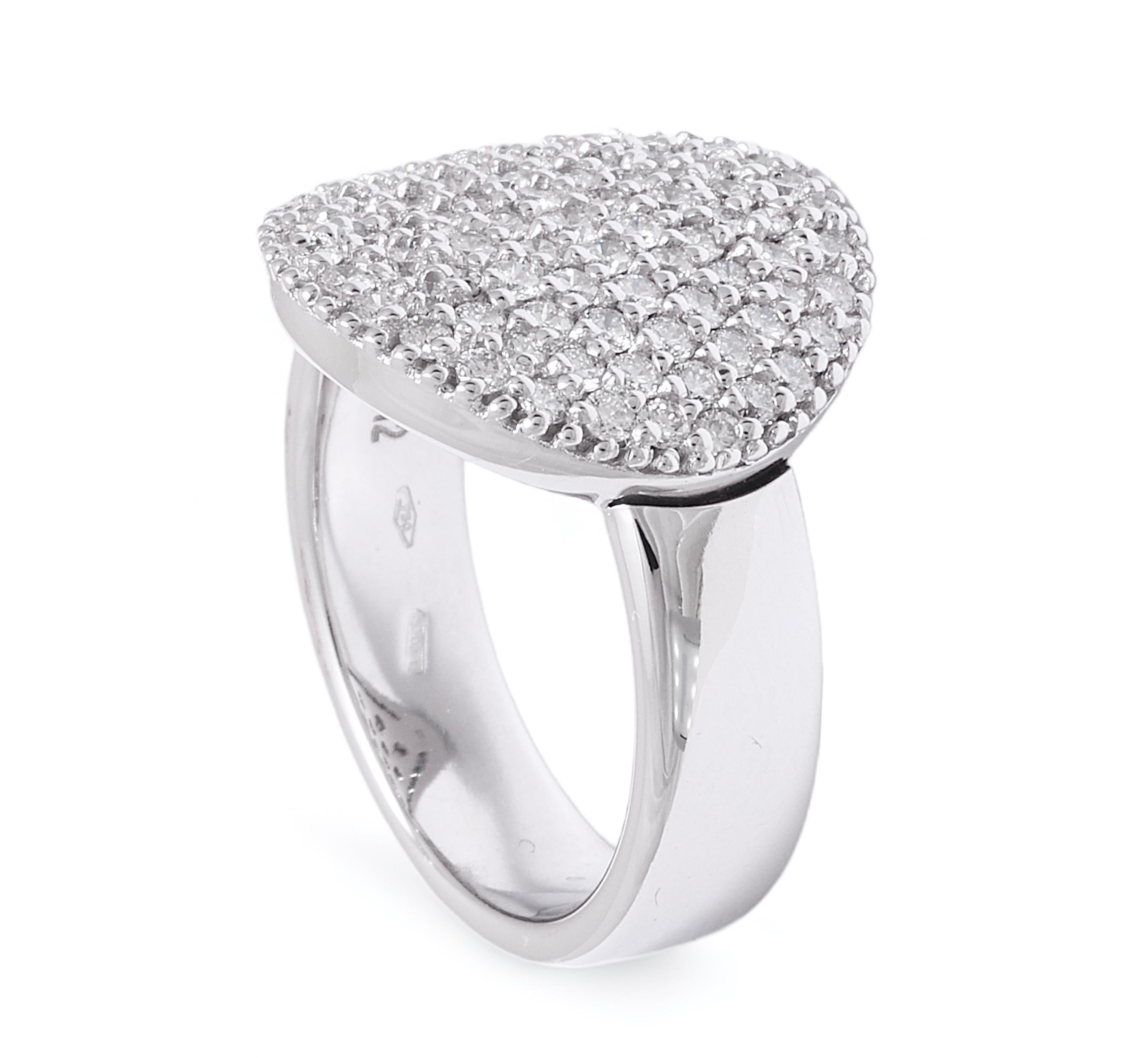 Women's or Men's 18 kt. White Gold Pavé Set with 1.12 ct. diamonds Ring For Sale