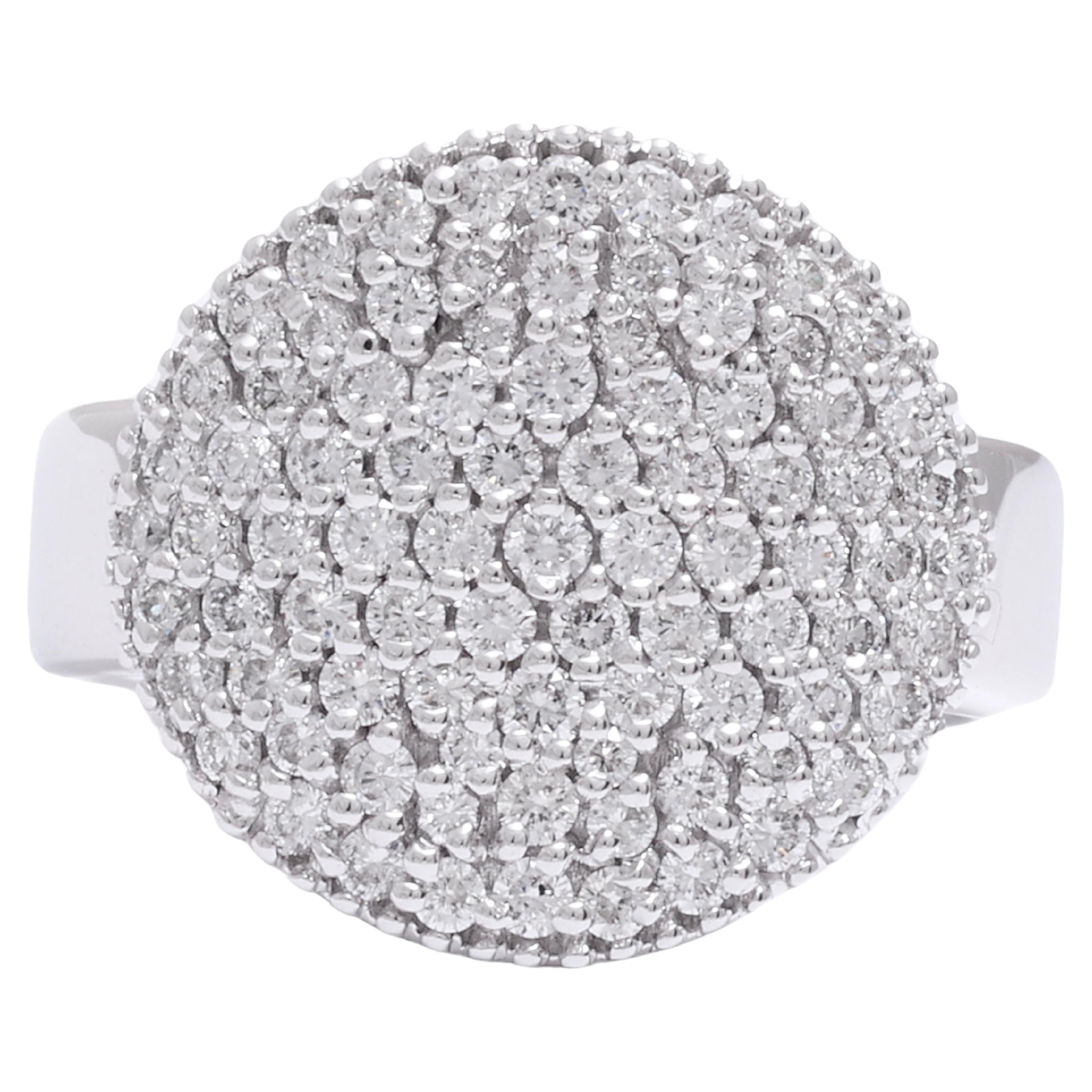 18 kt. White Gold Pavé Set with 1.12 ct. diamonds Ring For Sale