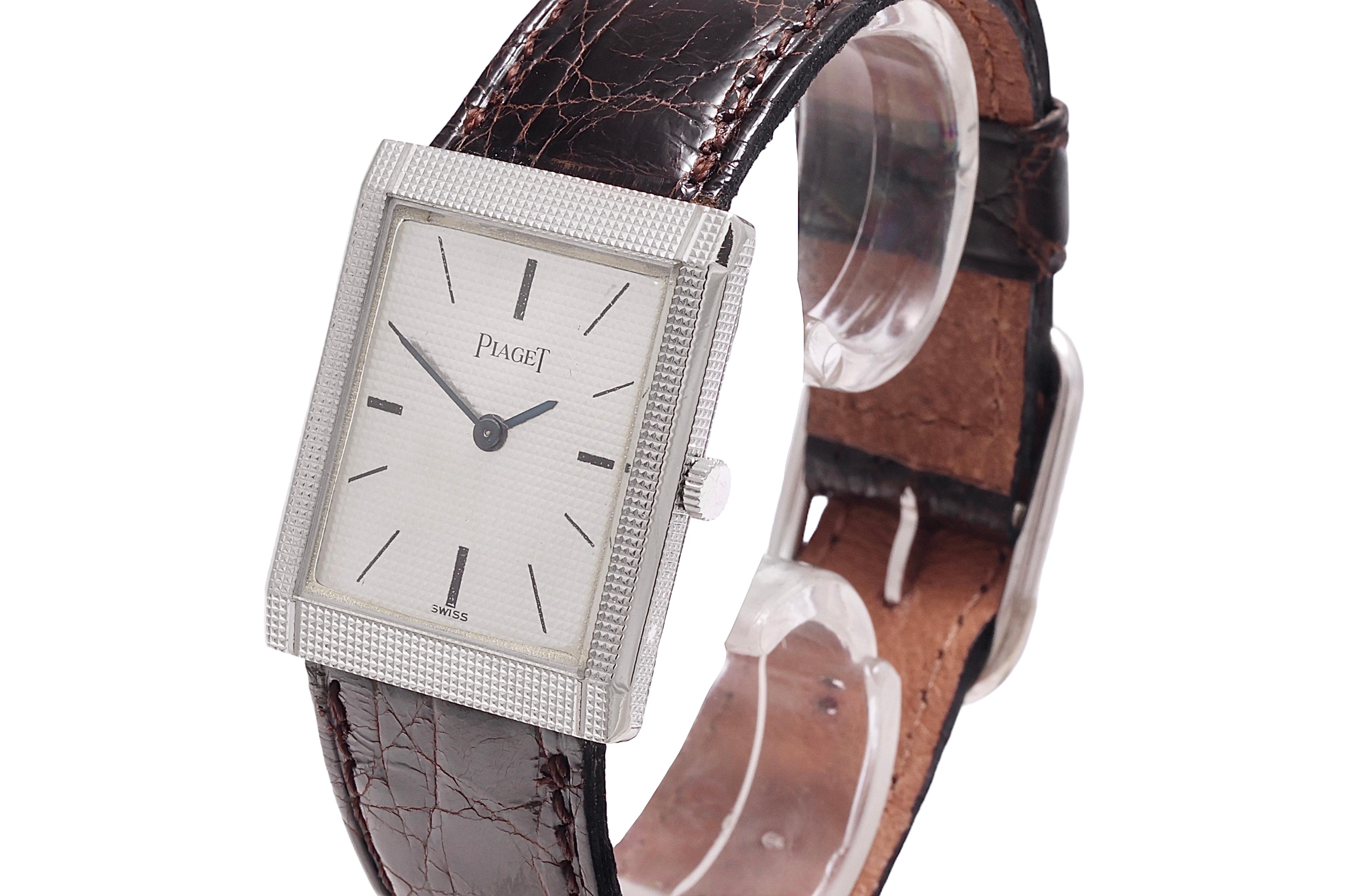 Artisan 18 kt. Montre-bracelet Piaget en or blanc, remontage manuel Ultra fin, Collector en vente