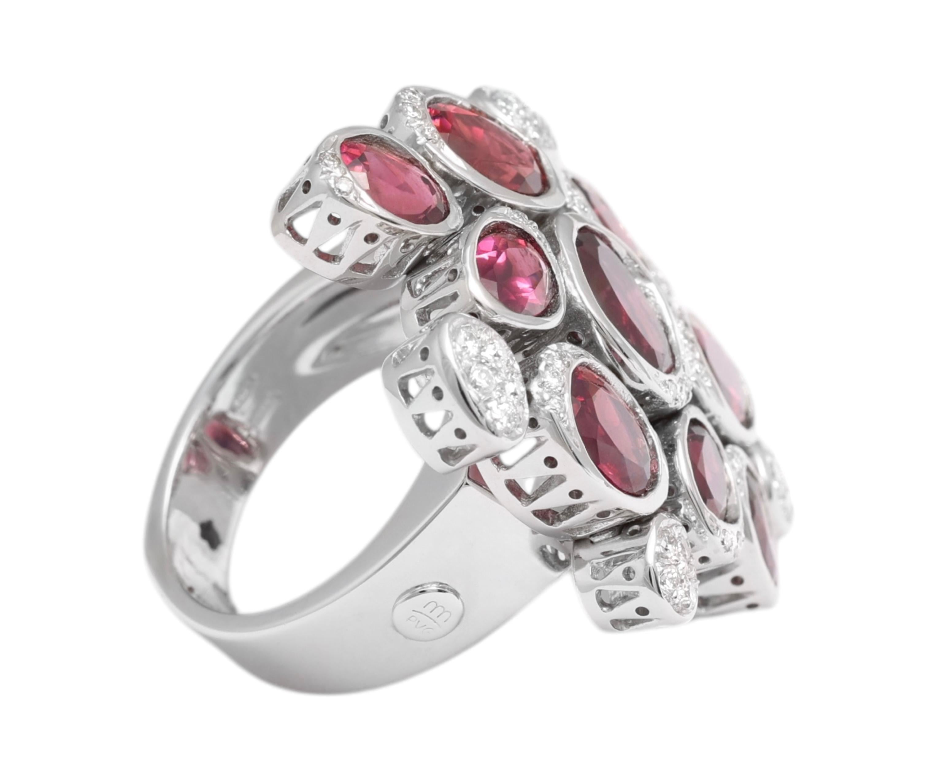 18 Kt Weißgold Ponte Vecchio Ring & Ohrringe Turmalin & Diamanten (Ovalschliff) im Angebot