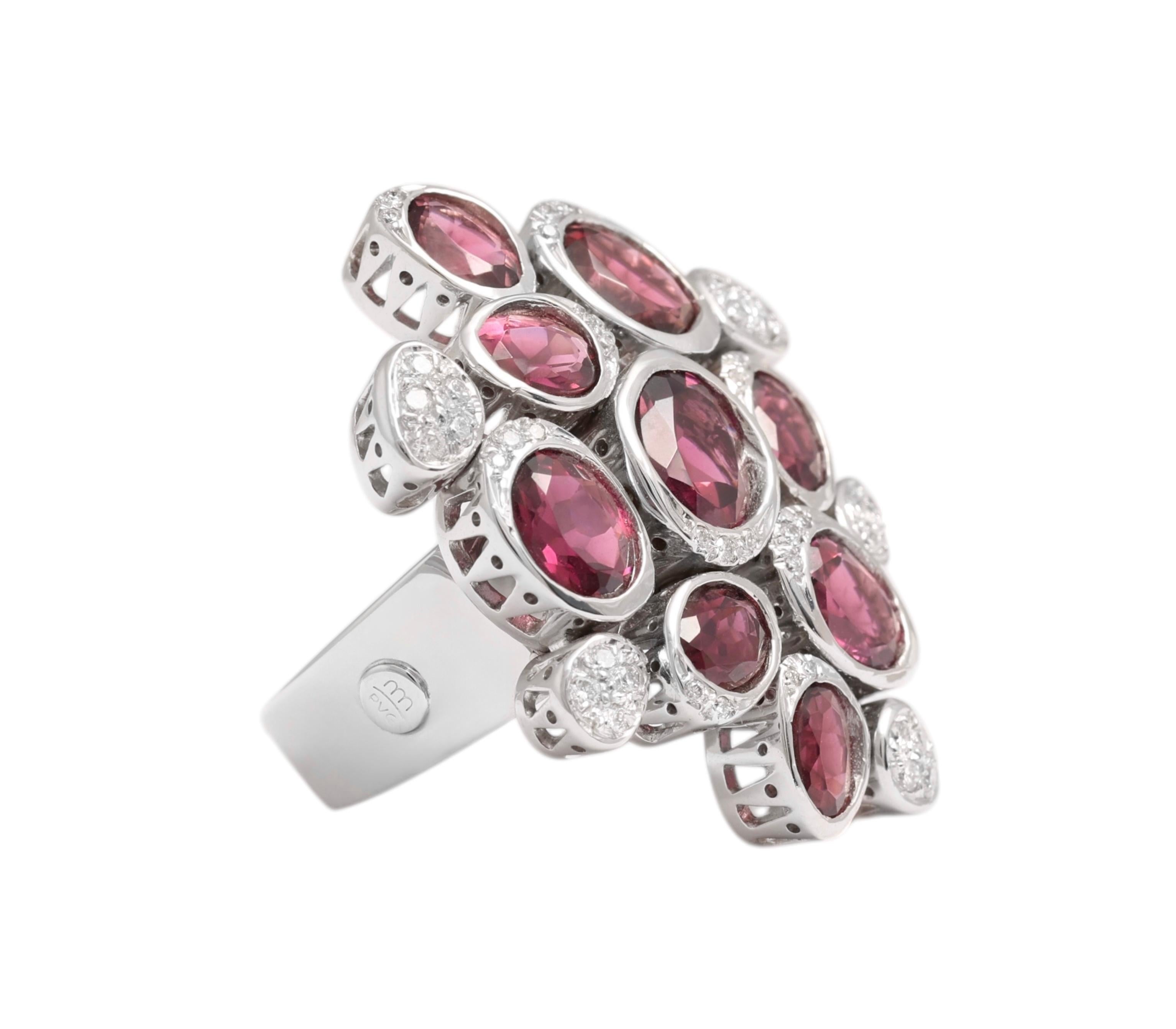 18 Kt Weißgold Ponte Vecchio Ring & Ohrringe Turmalin & Diamanten für Damen oder Herren im Angebot