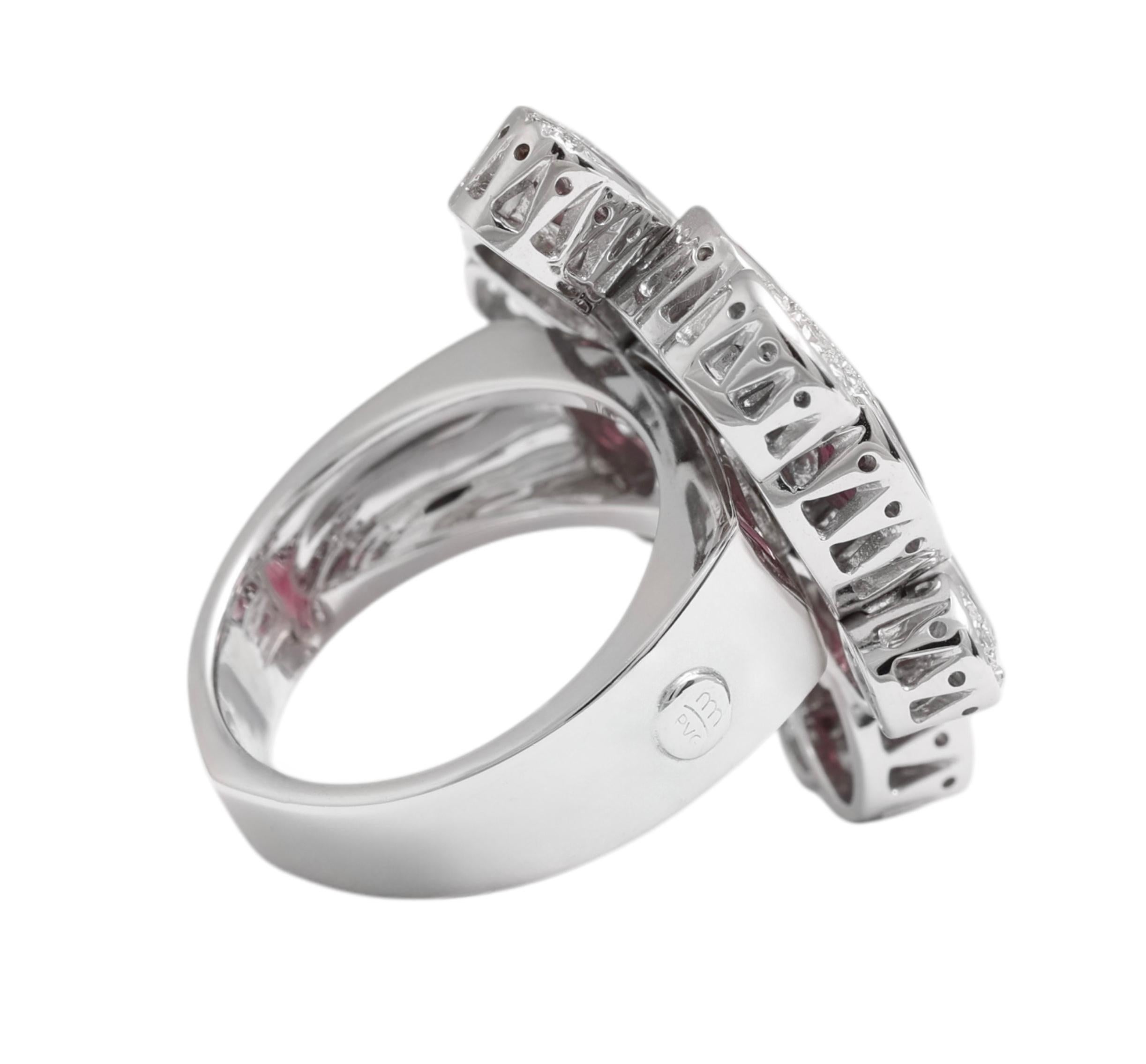 18 Kt Weißgold Ponte Vecchio Ring & Ohrringe Turmalin & Diamanten im Angebot 1