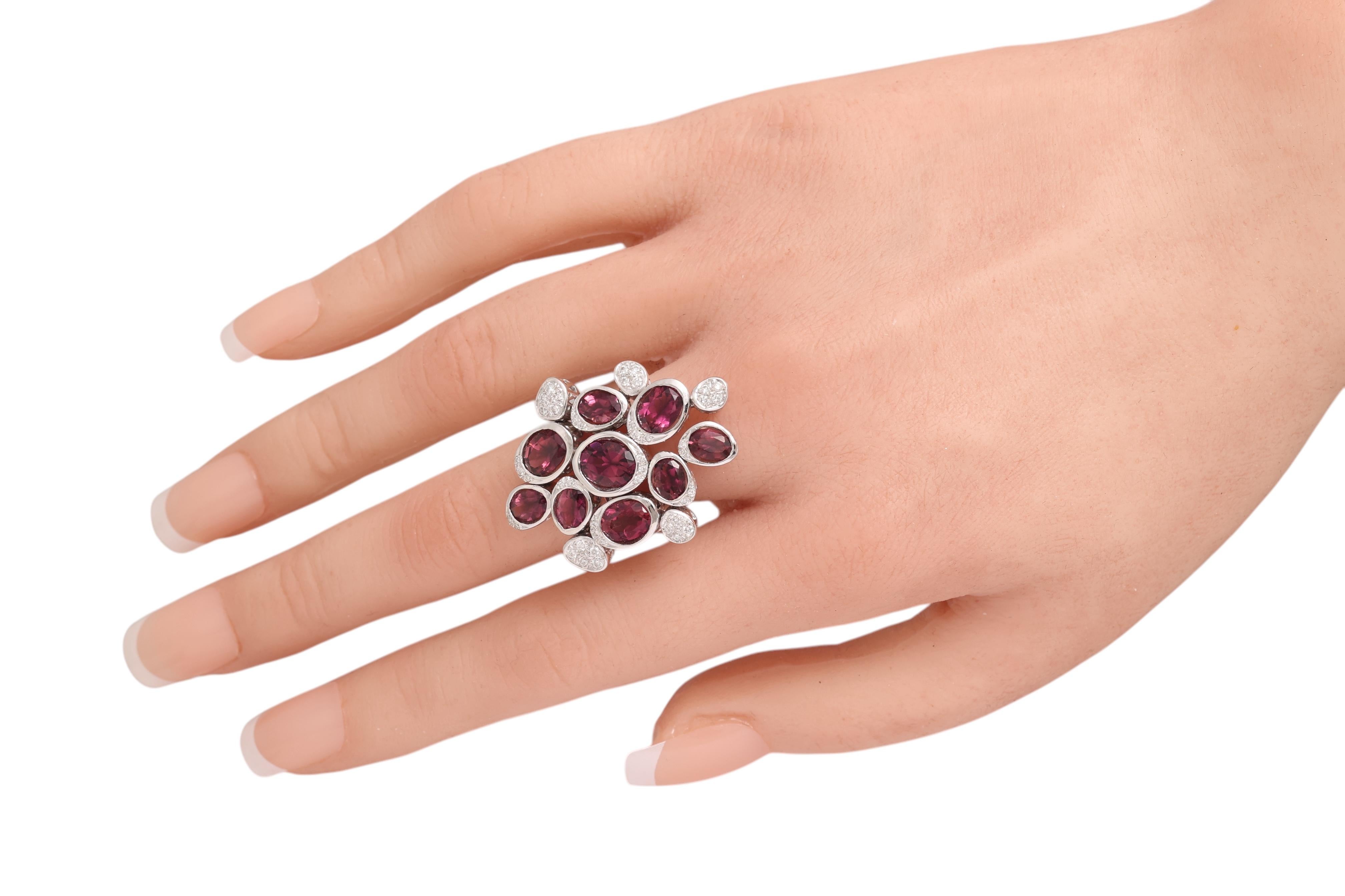 18 Kt Weißgold Ponte Vecchio Ring & Ohrringe Turmalin & Diamanten im Angebot 2