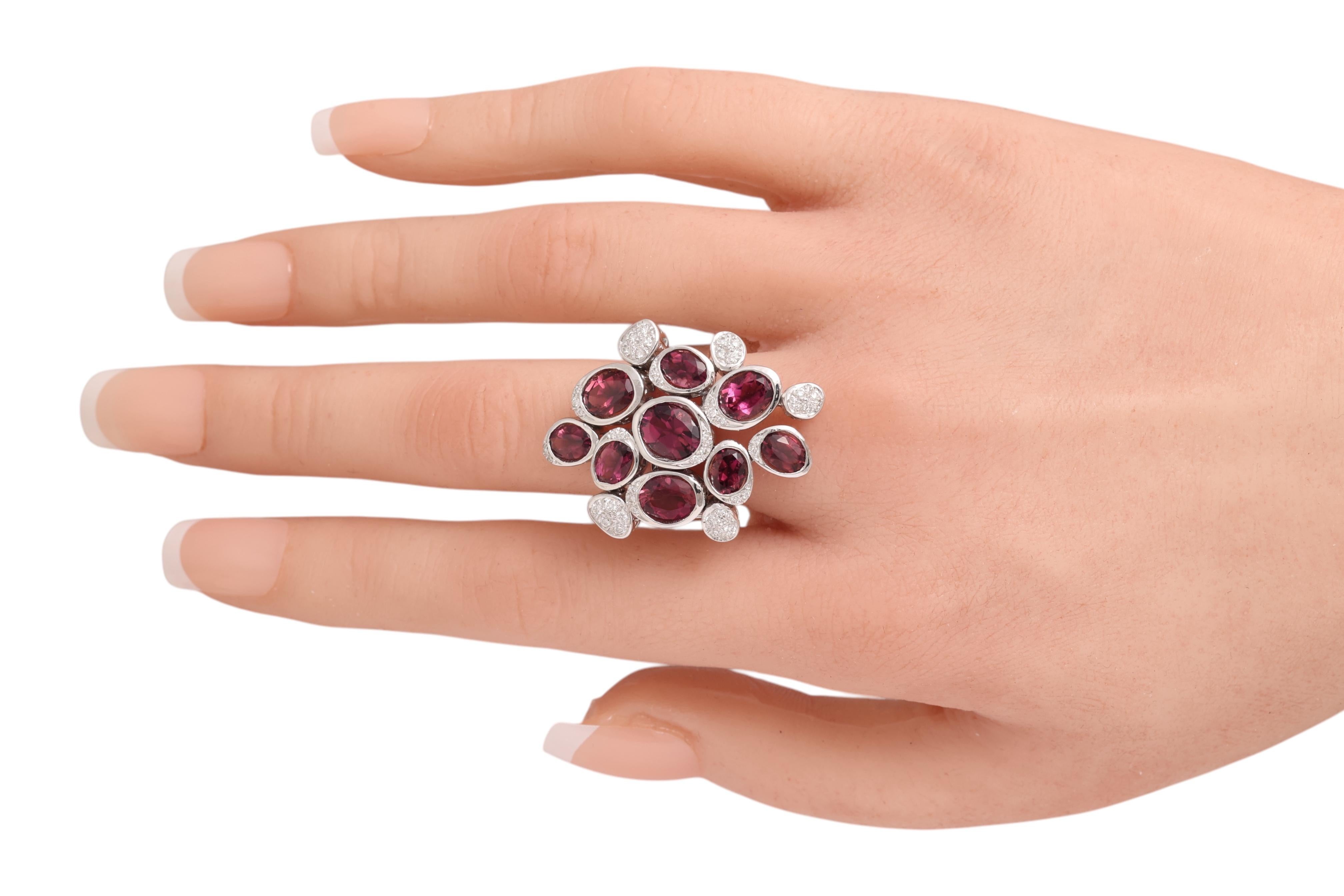 18 Kt Weißgold Ponte Vecchio Ring & Ohrringe Turmalin & Diamanten im Angebot 3