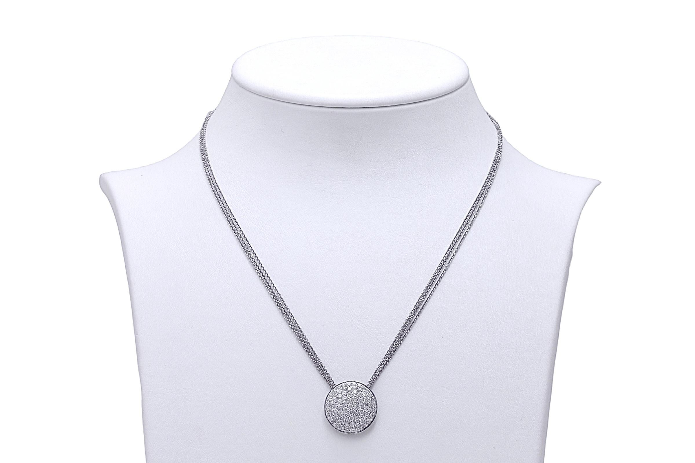 Brilliant Cut 18 kt. White Gold Reversible Necklace With 1.74 ct. Diamonds, Has Matching Ring  For Sale