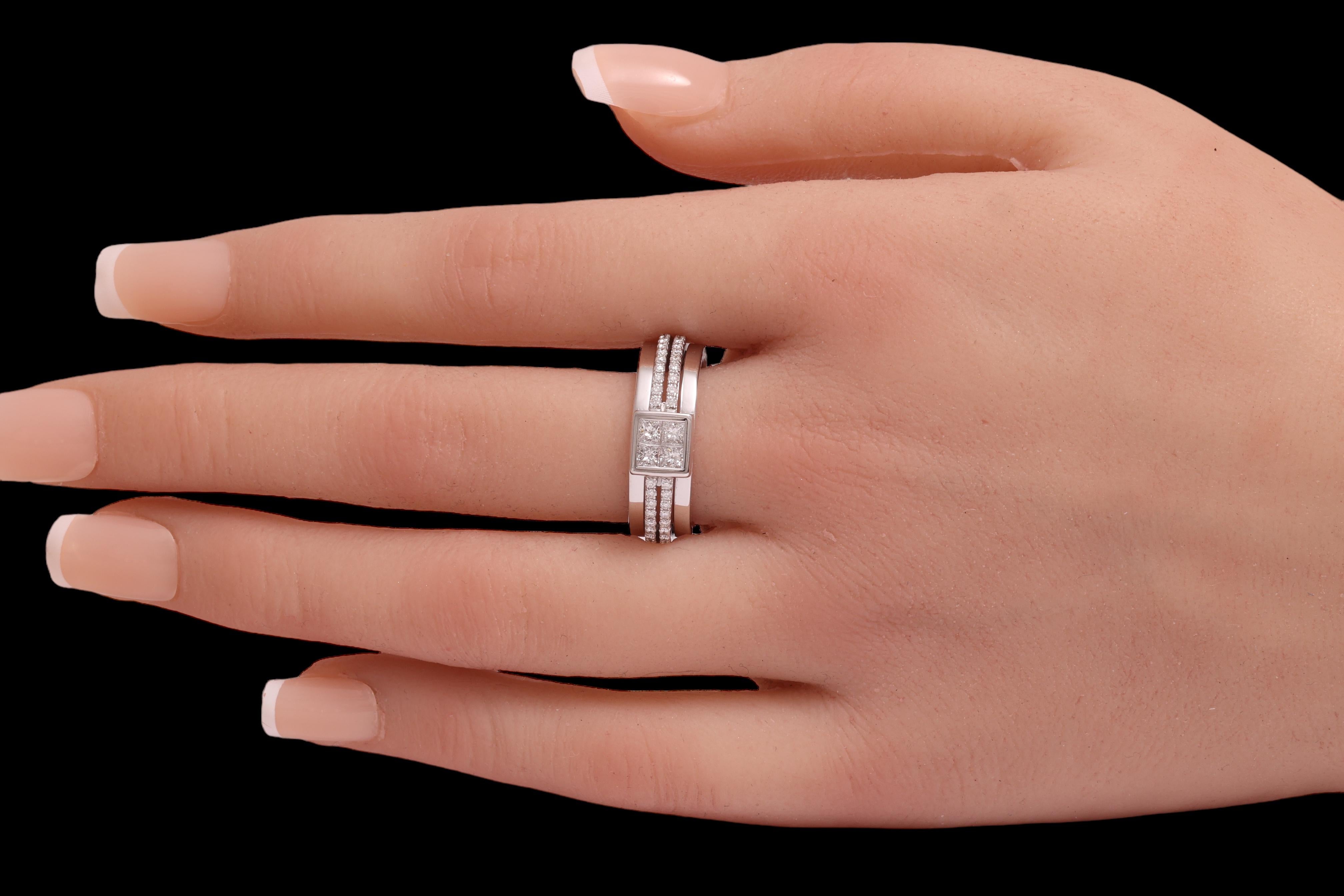 18 kt. Anello in oro bianco da 1,27 ct. Incastonatura invisibile di diamanti taglio Princess e Brilliante in vendita 5