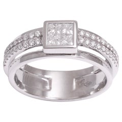 18 kt. Ring aus Weißgold mit 1.27 Karat. Unsichtbar gefasste Diamanten im Prinzessin- und Brillantschliff