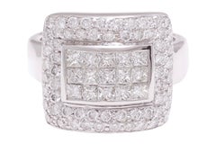 18 kt. White Gold Ring 1.74 ct. Brilliant & Invisible Princess Cut Diamonds