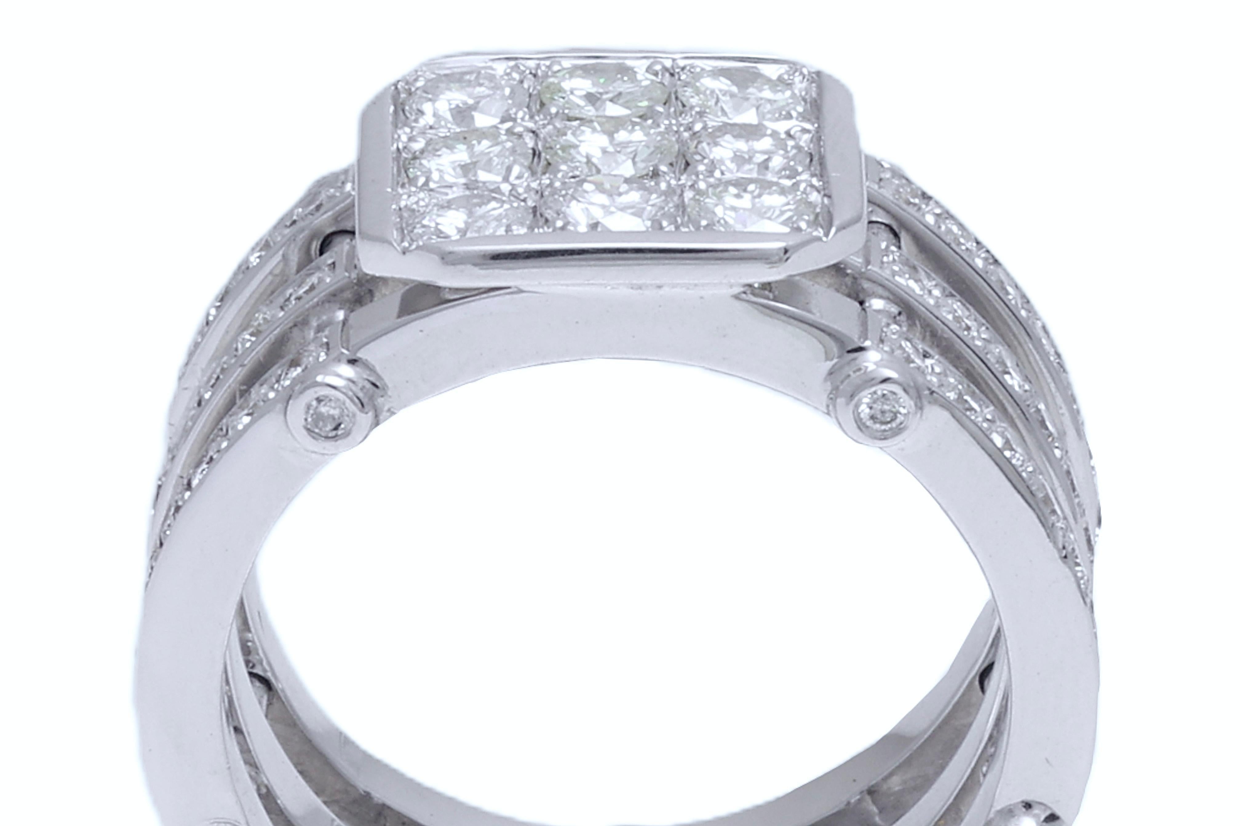 18 kt. White Gold Ring Completely Hand Made With 2.29 ct. Brilliant Cut Diamonds For Sale 4