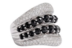 18 Kt White Gold Ring, Diamonds & Onyx