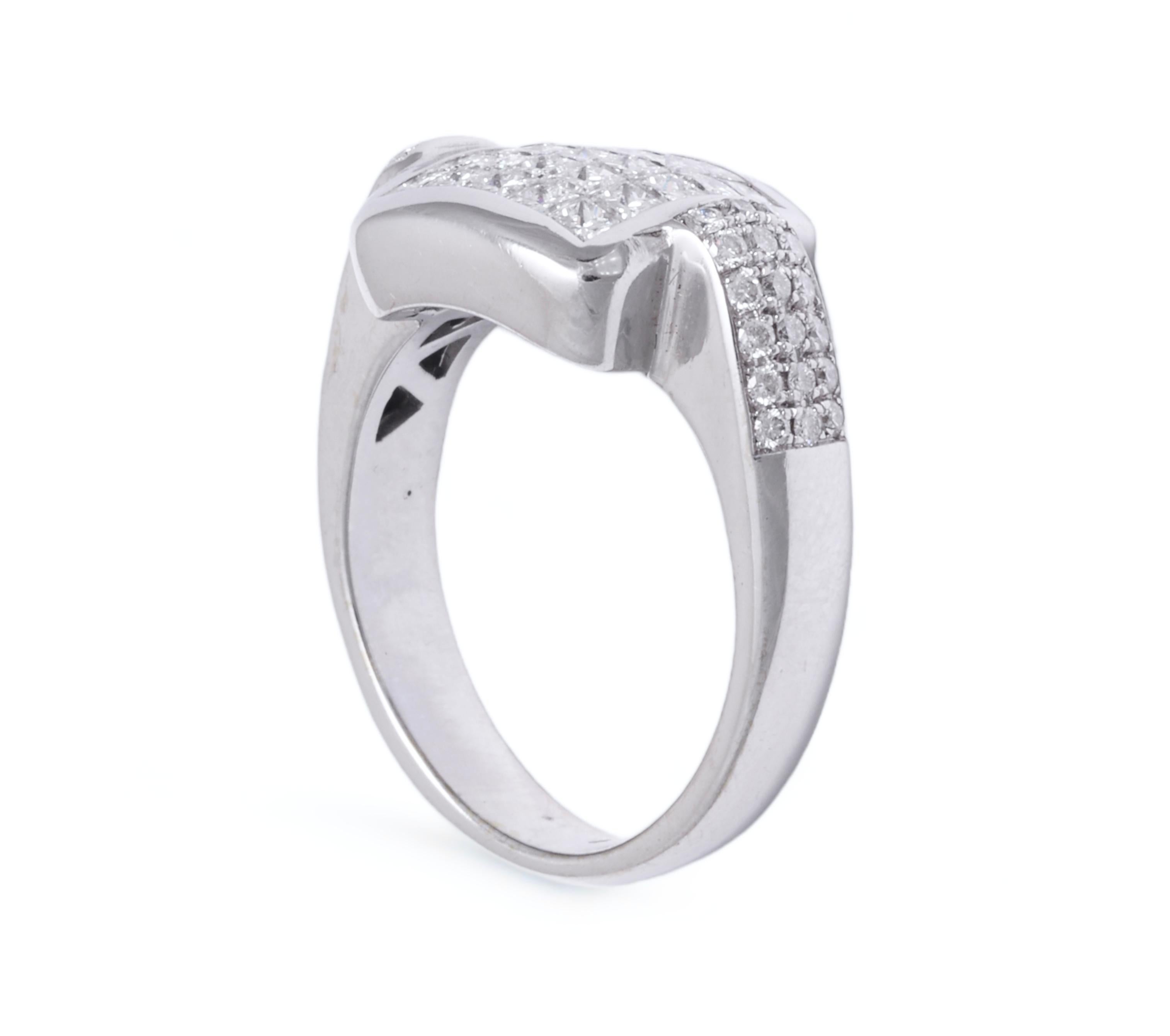18 kt. White Gold Ring Invisible Set Princess & Brilliant Cut Diamonds  1.61 ct. For Sale 5