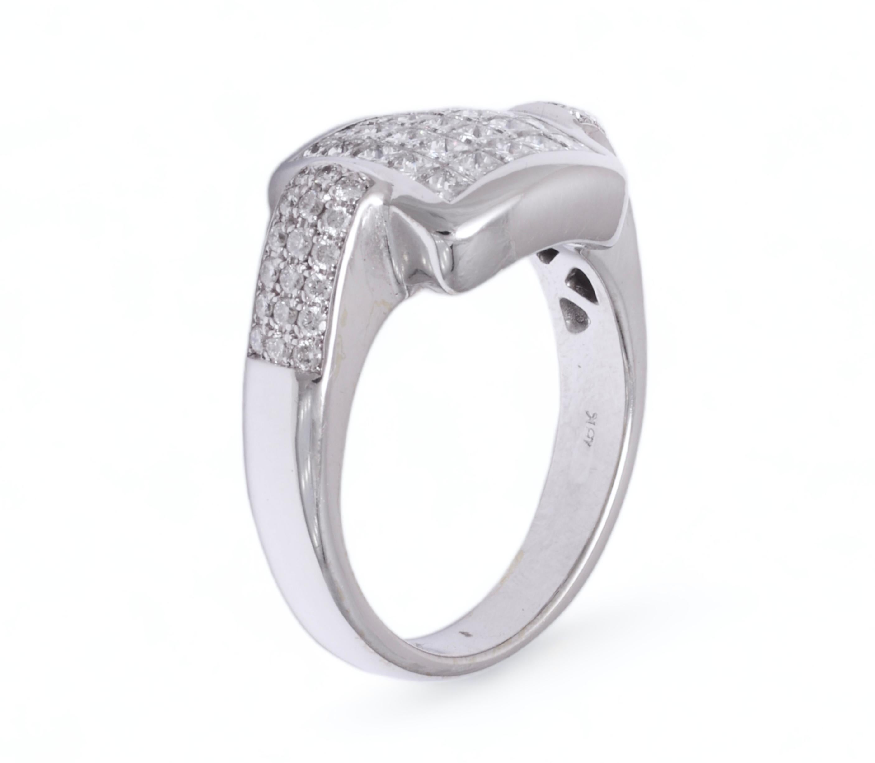 18 kt. White Gold Ring Invisible Set Princess & Brilliant Cut Diamonds  1.61 ct. For Sale 3