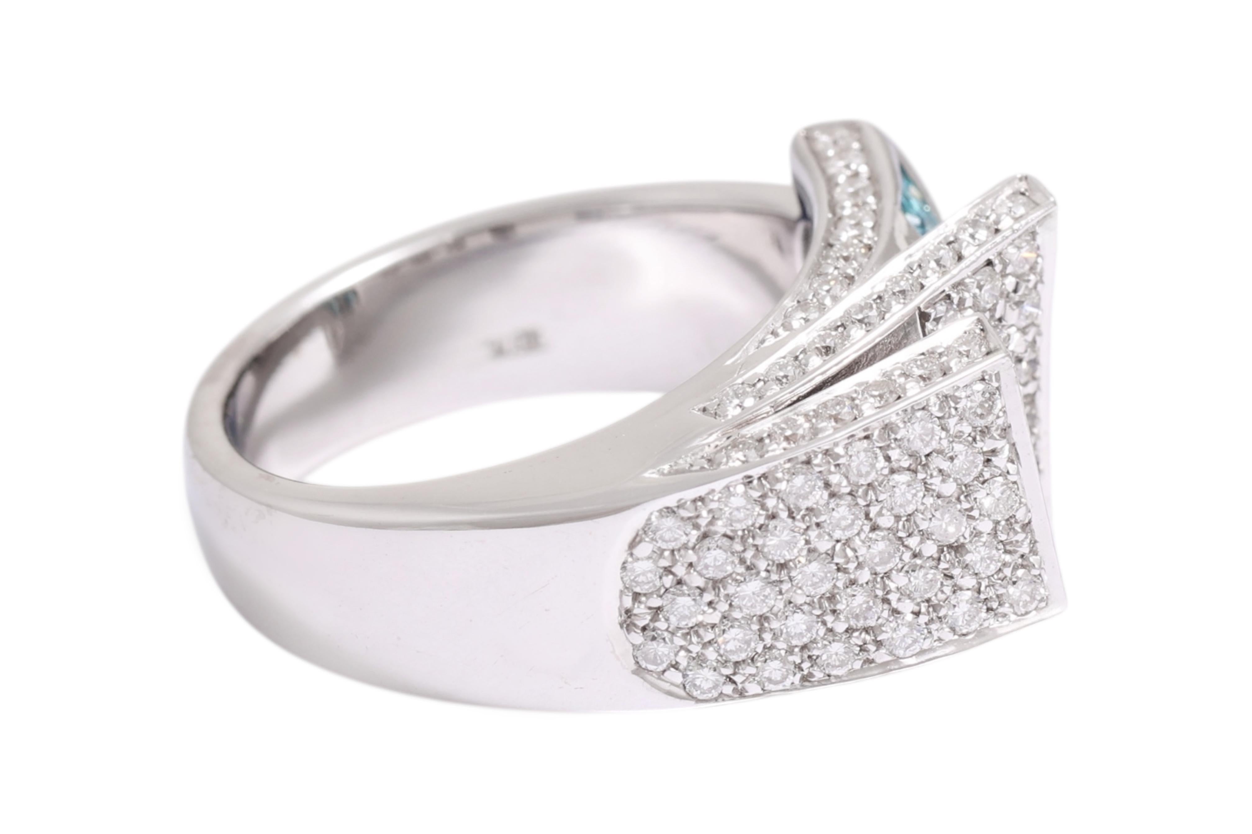 Anello in oro bianco 18 Kt con diamanti incastonati e diamanti taglio Brilliante In condizioni Nuovo in vendita a Antwerp, BE