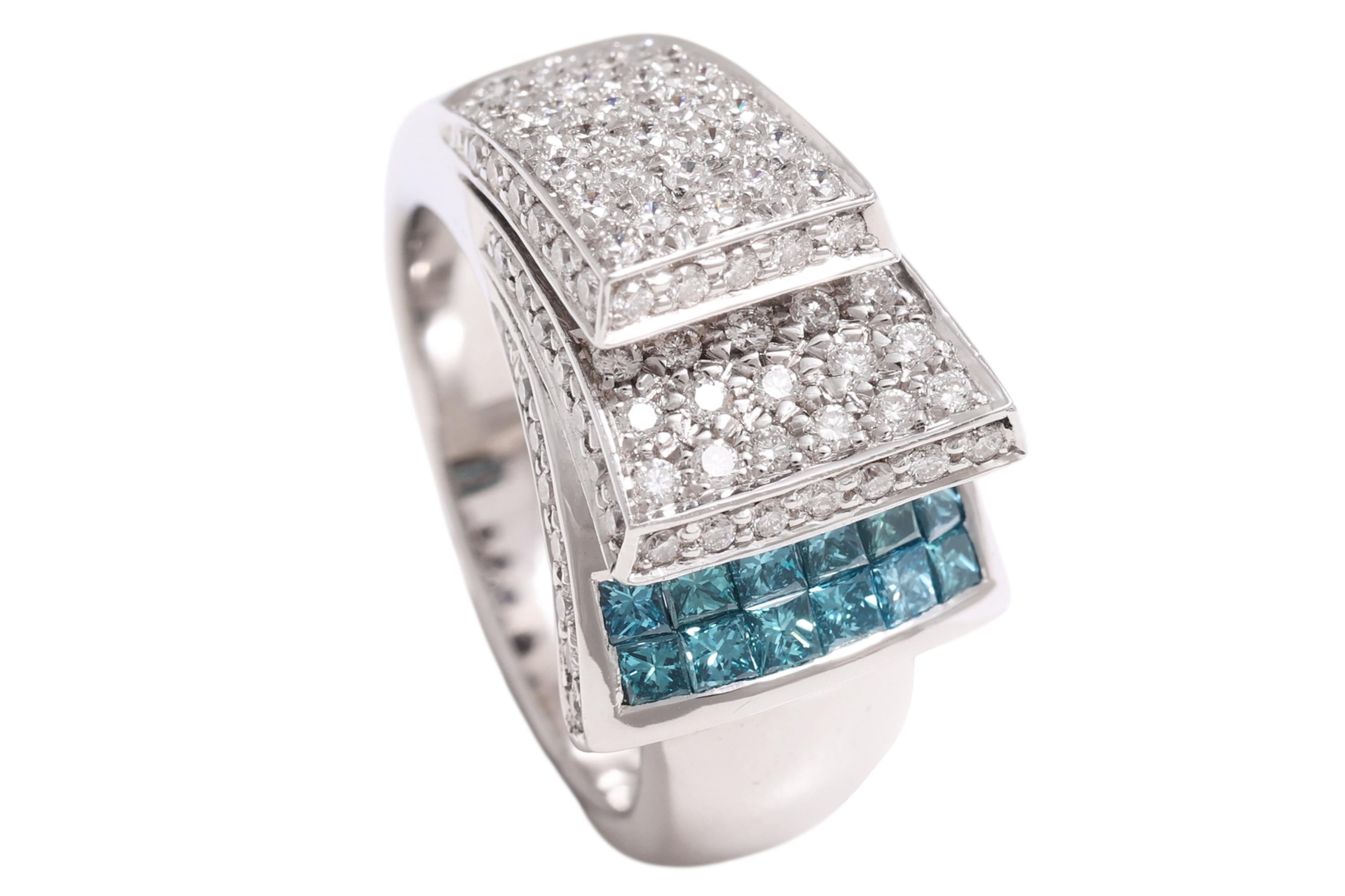 da uomo o donna Anello in oro bianco 18 Kt con diamanti incastonati e diamanti taglio Brilliante in vendita