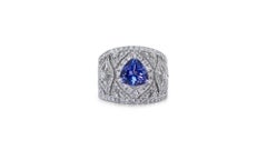 18 kt. White Gold Ring w/ 5.1 ct Natural Tanzanite and Natural Diamonds IGI Cert
