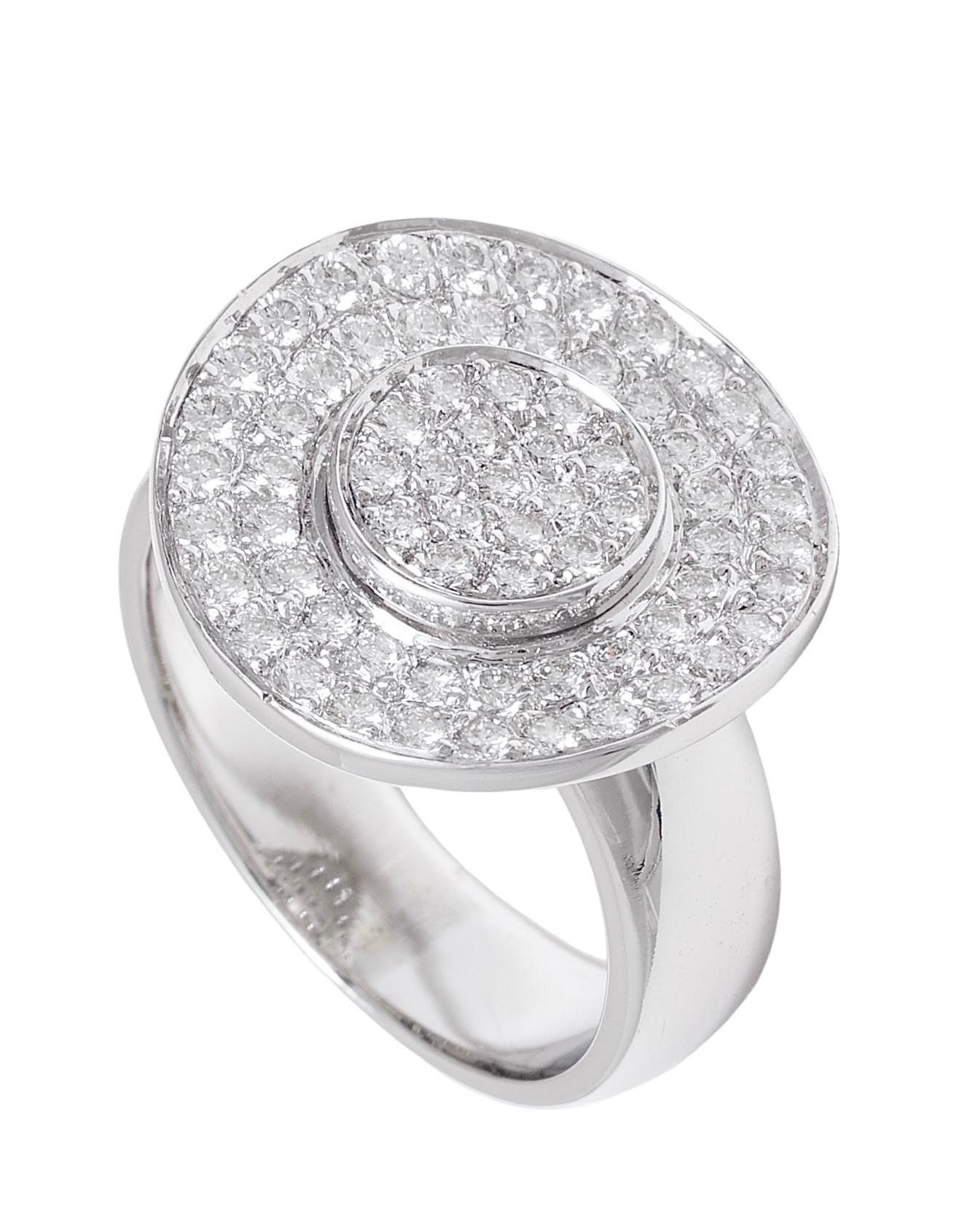Brilliant Cut 18 kt. White Gold Ring With 1.44 ct. Diamonds For Sale