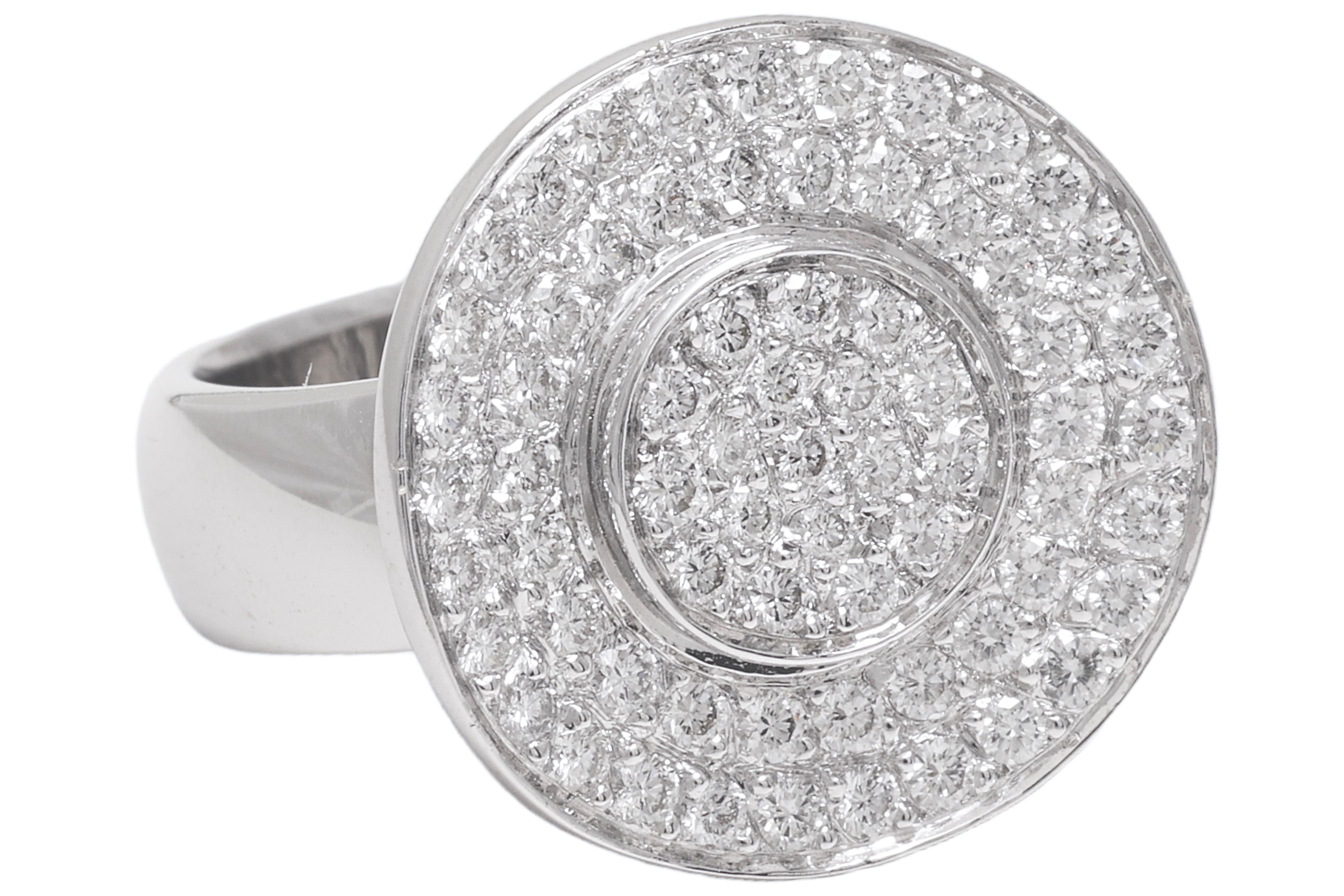 Women's or Men's 18 kt. White Gold Ring With 1.44 ct. Diamonds For Sale