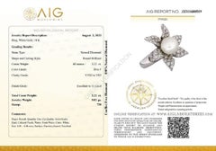 18 kt. White Gold Ring with 2.20 ct Natural Diamonds with Pearl  - AIG Cert